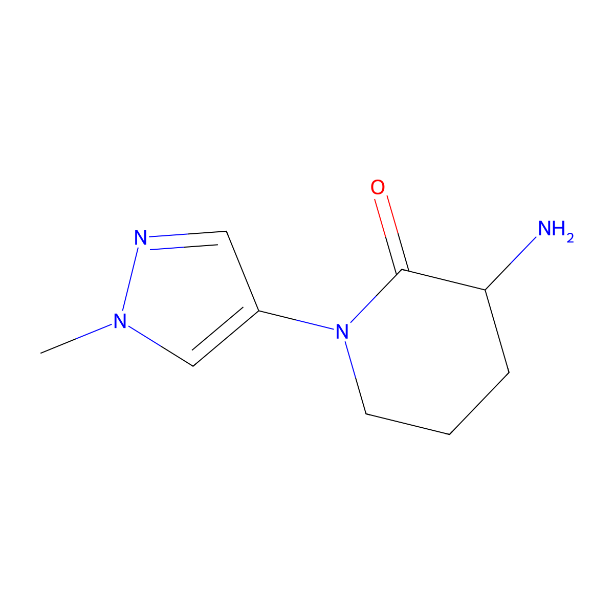 3-amino-1-(1-methyl-1H-pyrazol-4-yl)piperidin-2-one molecular structure, CAS 1306602-94-7
