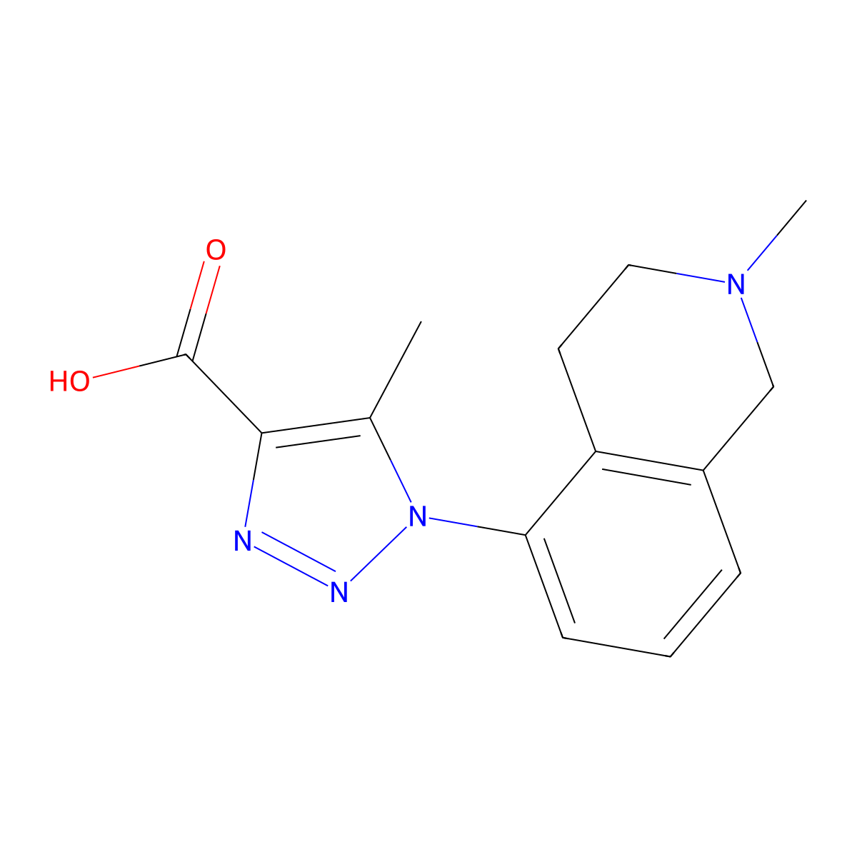 5-methyl-1-(2-methyl-1,2,3,4-tetrahydroisoquinolin-5-yl)-1H-1,2,3-triazole-4-carboxylic acid molecular structure, CAS 1306603-01-9