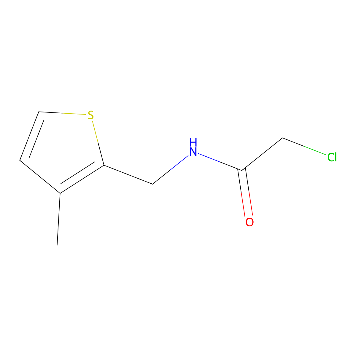 2-chloro-N-[(3-methylthiophen-2-yl)methyl]acetamide molecular structure, CAS 1306603-04-2