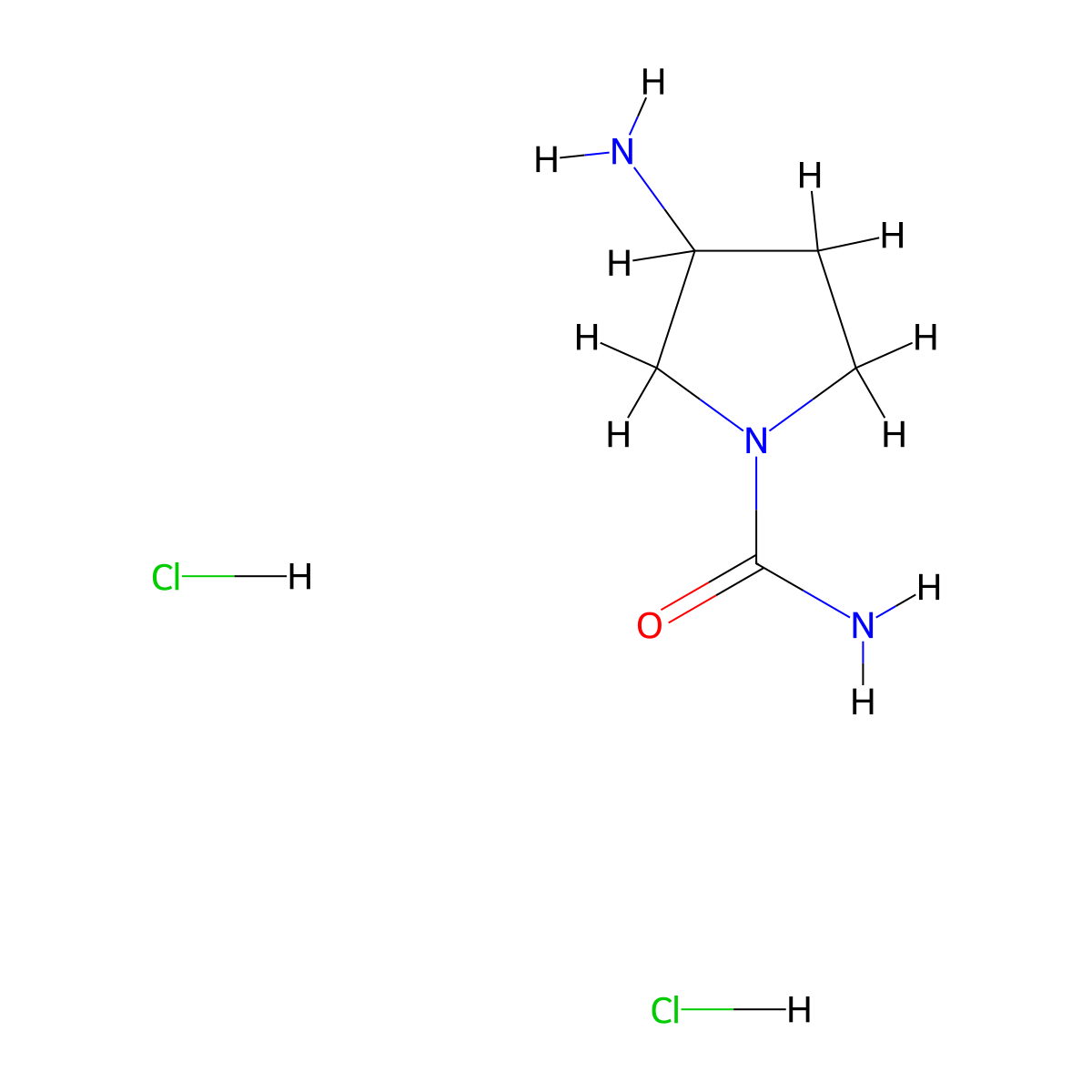 3-Aminopyrrolidine-1-carboxamide dihydrochloride molecular structure, CAS 1306603-05-3