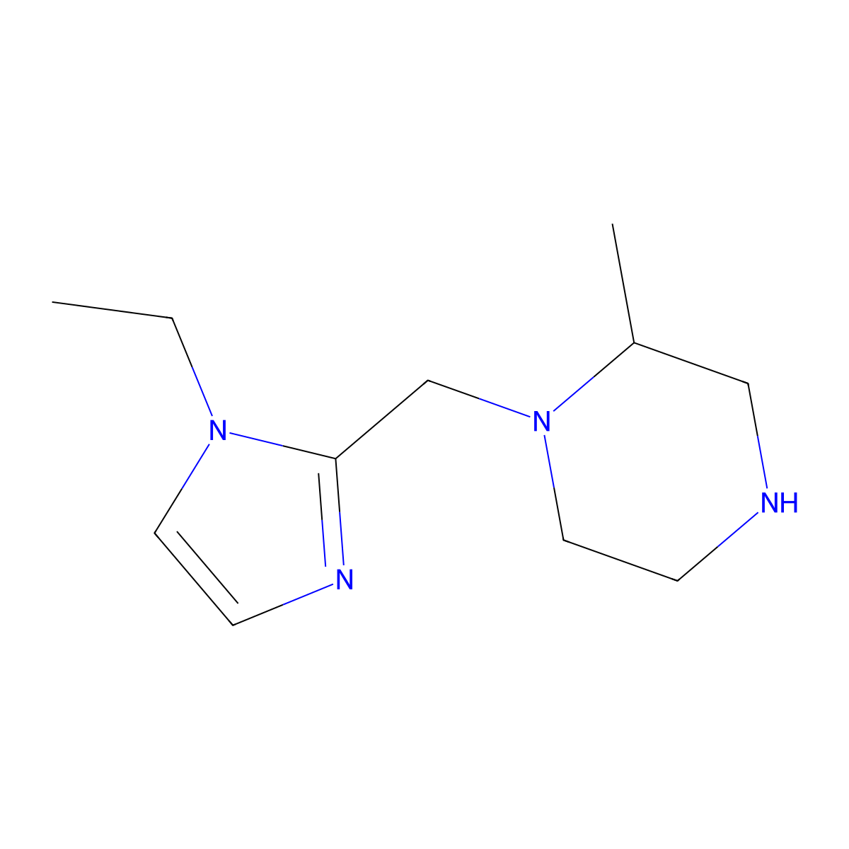 1-[(1-ethyl-1H-imidazol-2-yl)methyl]-2-methylpiperazine molecular structure, CAS 1306603-09-7