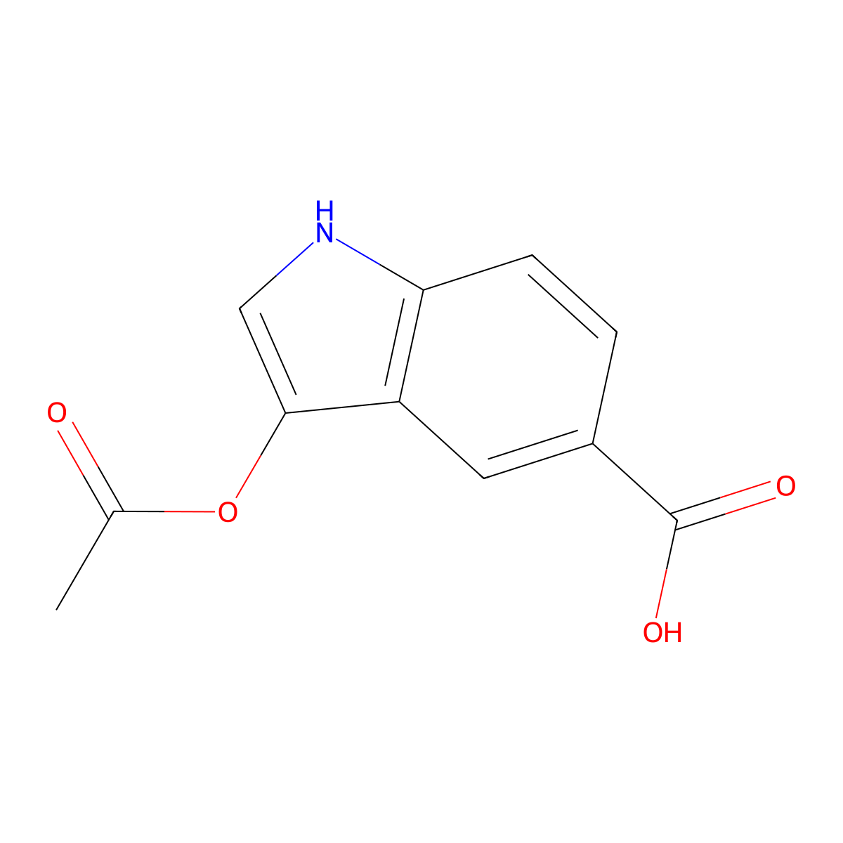 3-(acetyloxy)-1H-indole-5-carboxylic acid molecular structure, CAS 1306603-15-5