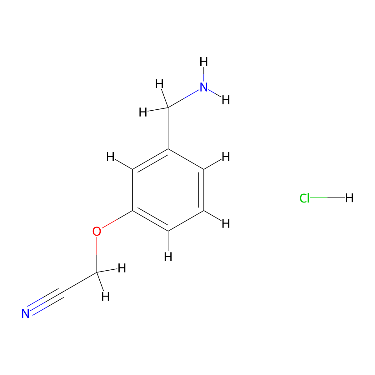 2-[3-(Aminomethyl)phenoxy]acetonitrile hydrochloride molecular structure, CAS 1306603-16-6