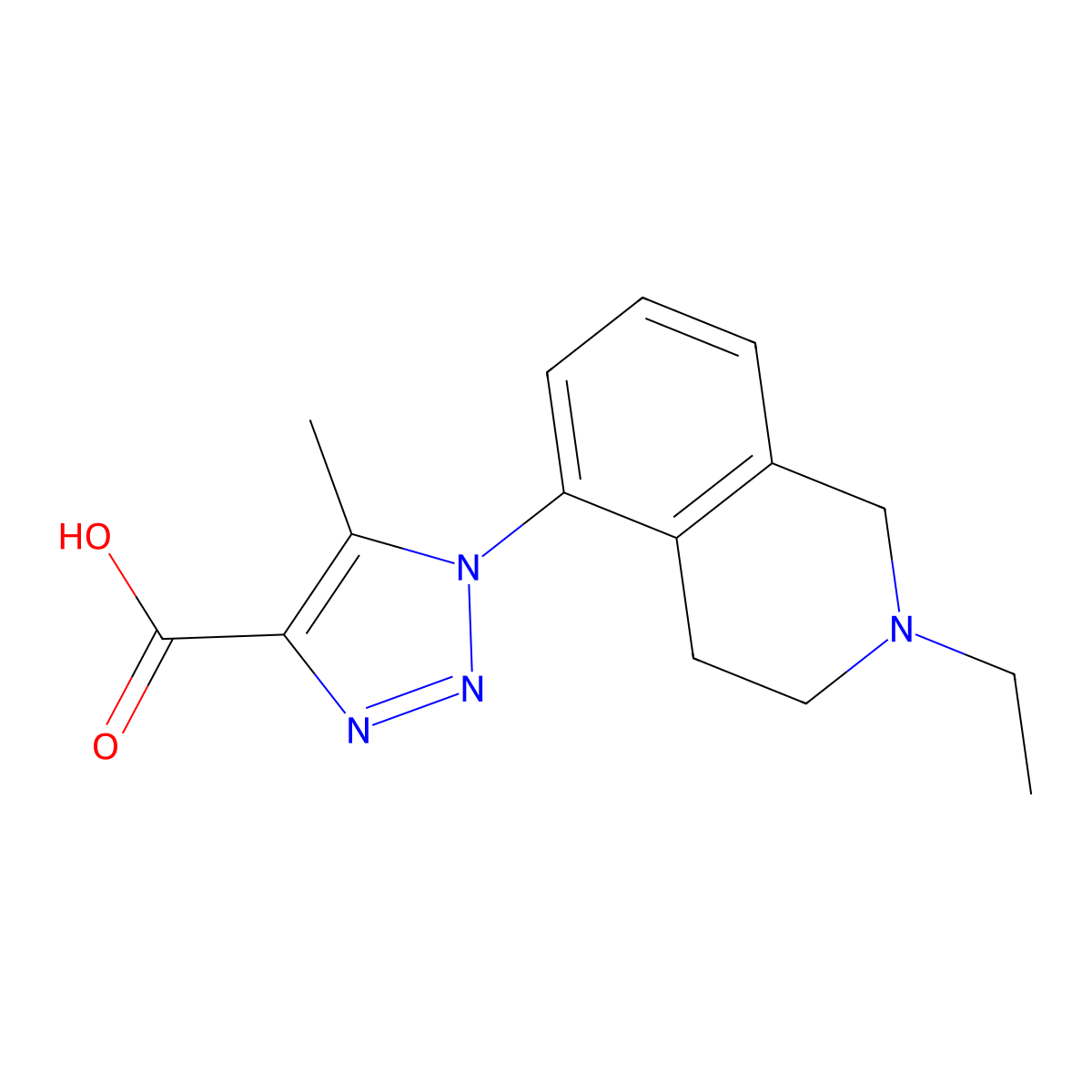 1-(2-ethyl-1,2,3,4-tetrahydroisoquinolin-5-yl)-5-methyl-1H-1,2,3-triazole-4-carboxylic acid molecular structure, CAS 1306603-17-7
