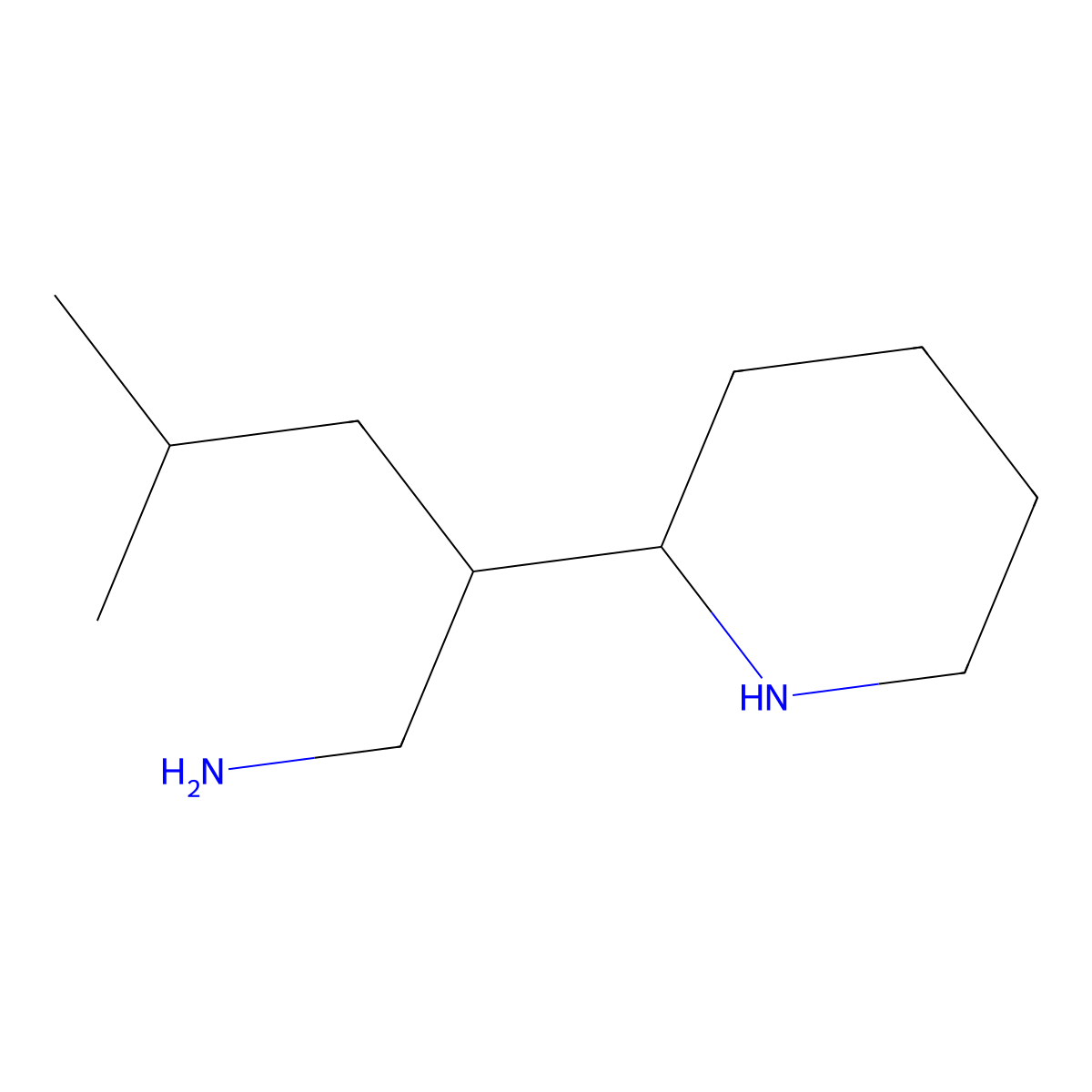 4-Methyl-2-(piperidin-2-yl)pentan-1-amine molecular structure, CAS 1306603-31-5