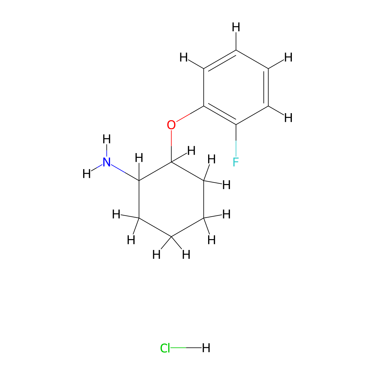 2-(2-Fluorophenoxy)cyclohexan-1-amine hydrochloride molecular structure, CAS 1306603-32-6