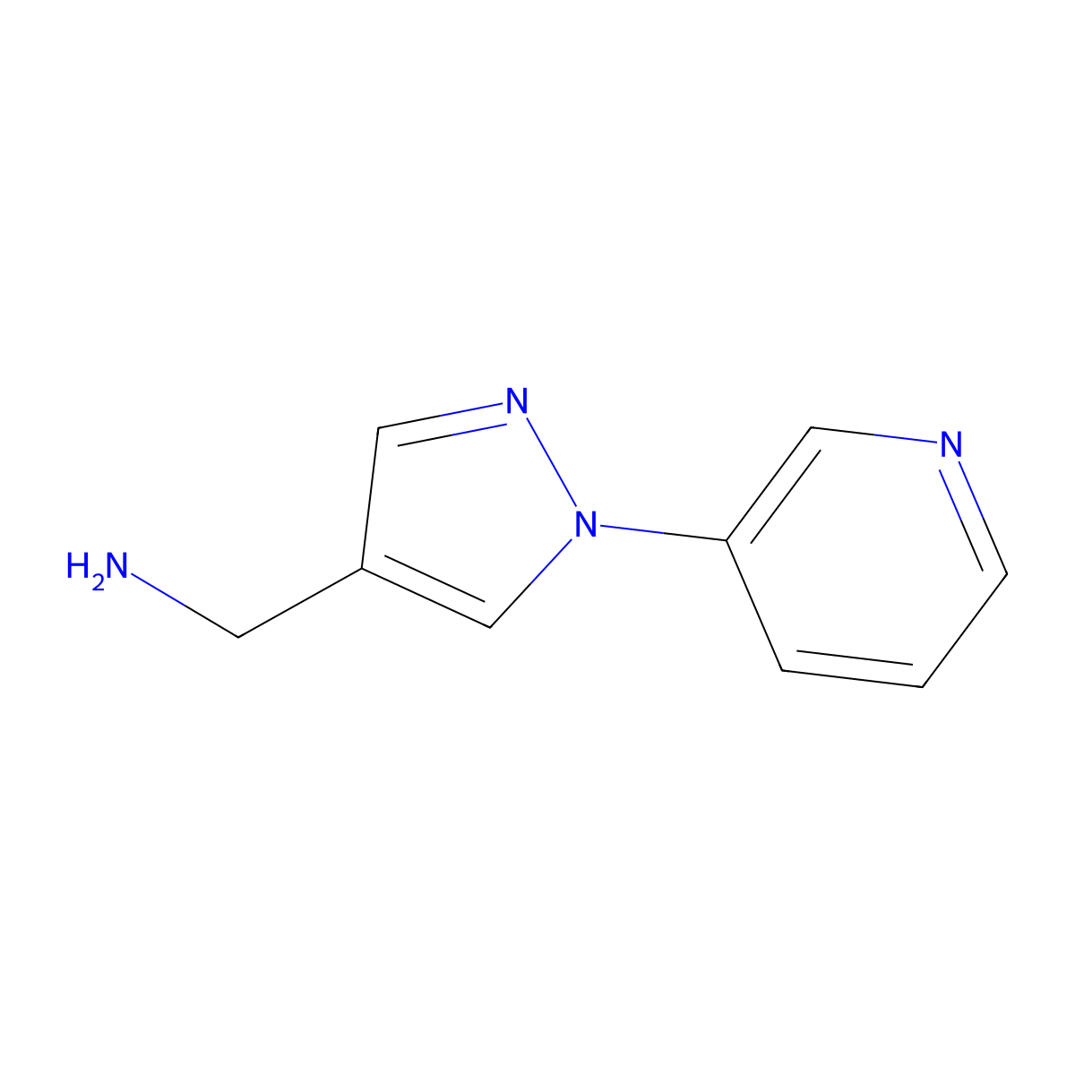 [1-(pyridin-3-yl)-1H-pyrazol-4-yl]methanamine molecular structure, CAS 1306603-36-0