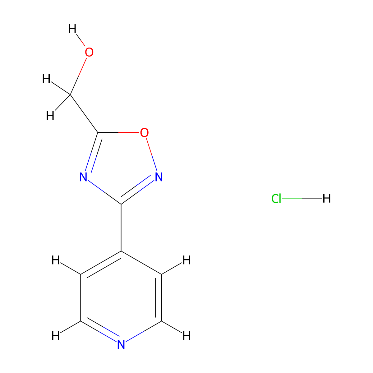 [3-(Pyridin-4-yl)-1,2,4-oxadiazol-5-yl]methanol hydrochloride molecular structure, CAS 1306603-46-2