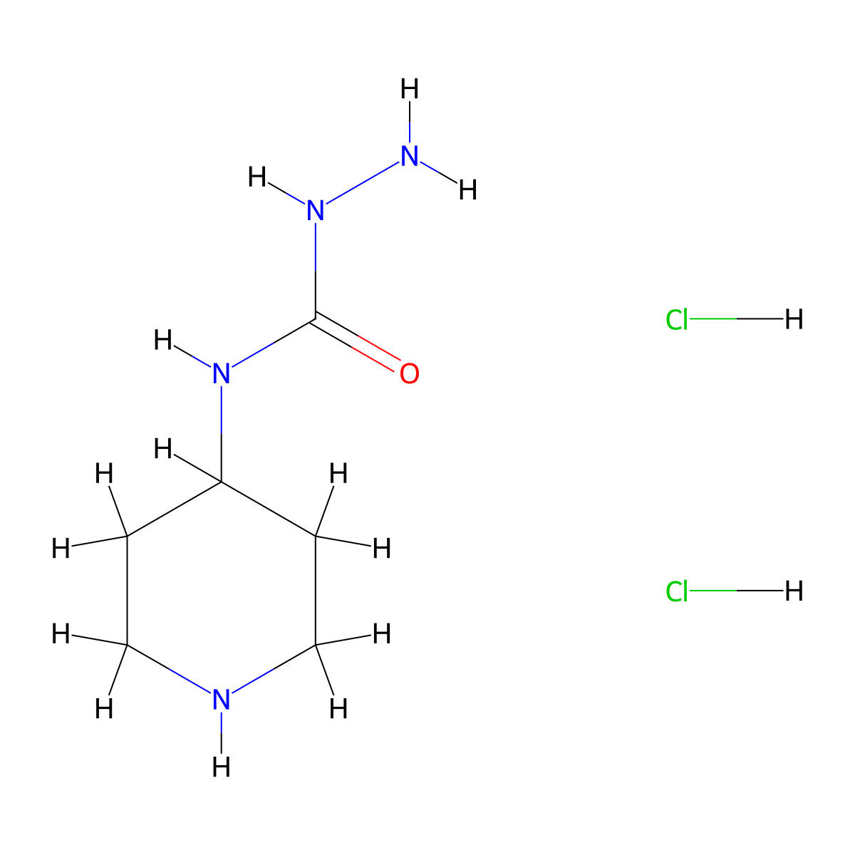 3-Amino-1-(piperidin-4-yl)urea dihydrochloride molecular structure, CAS 1306603-58-6
