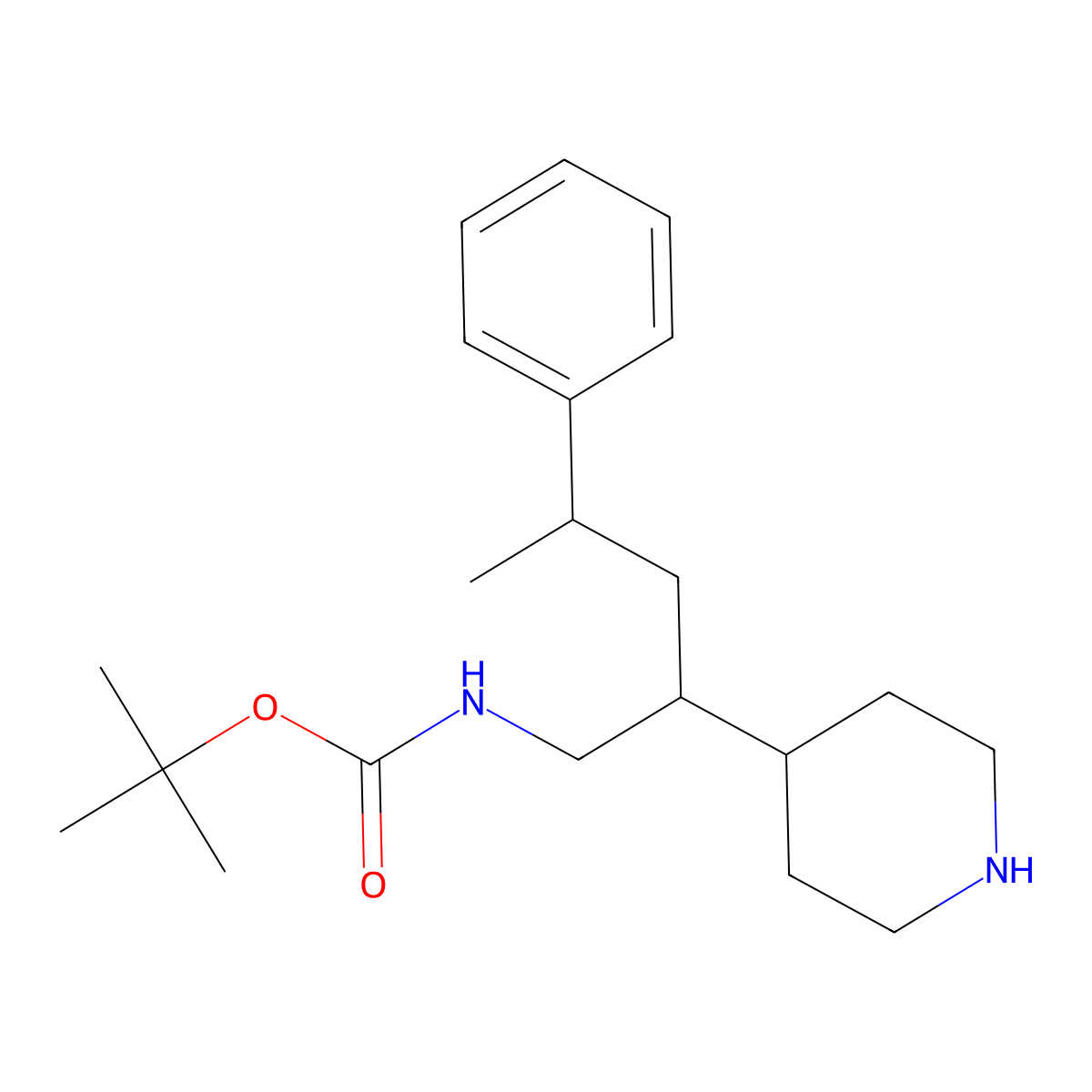 tert-butyl N-[4-phenyl-2-(piperidin-4-yl)pentyl]carbamate molecular structure, CAS 1306603-59-7