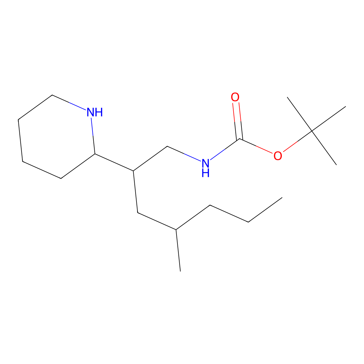 tert-butyl N-[4-methyl-2-(piperidin-2-yl)heptyl]carbamate molecular structure, CAS 1306603-60-0