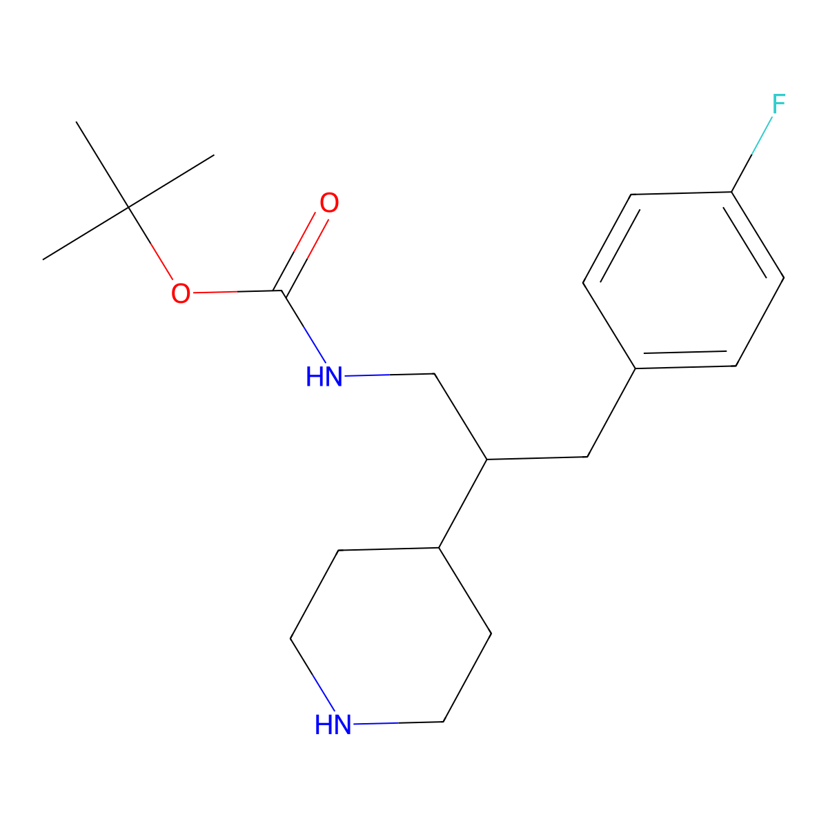 tert-butyl N-[3-(4-fluorophenyl)-2-(piperidin-4-yl)propyl]carbamate molecular structure, CAS 1306603-63-3