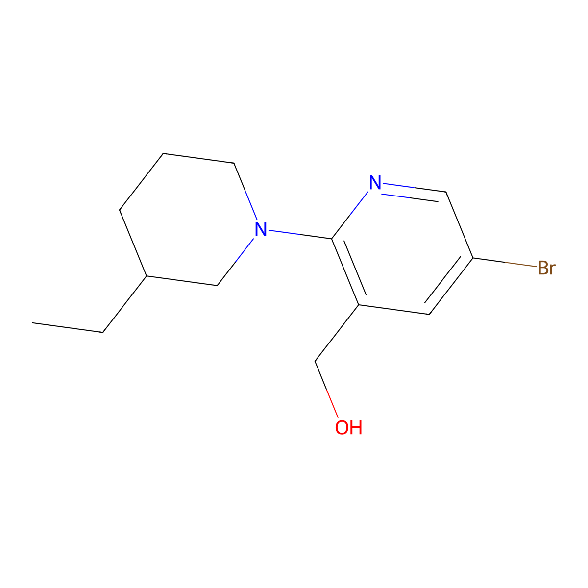 [5-Bromo-2-(3-ethylpiperidin-1-yl)pyridin-3-yl]methanol molecular structure, CAS 1306603-66-6