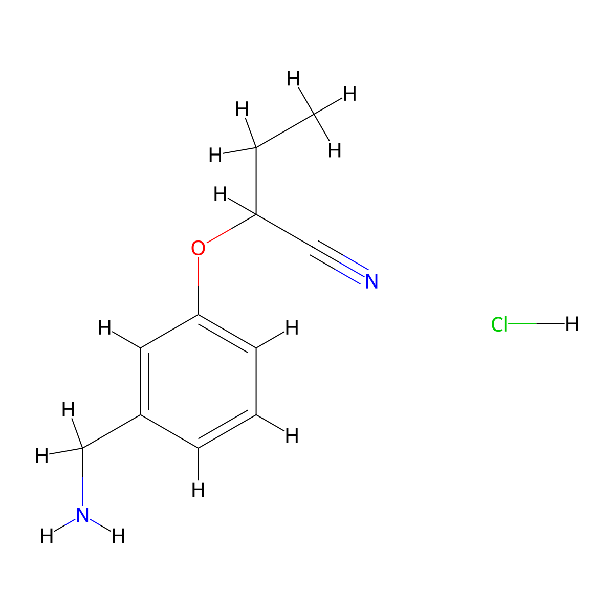 2-[3-(Aminomethyl)phenoxy]butanenitrile hydrochloride molecular structure, CAS 1306603-71-3