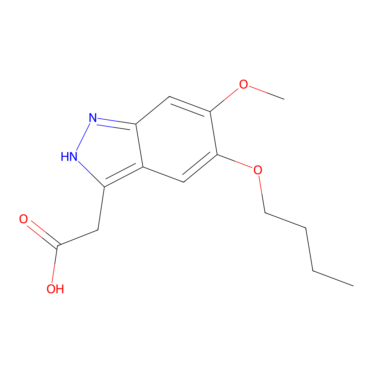 2-(5-butoxy-6-methoxy-1H-indazol-3-yl)acetic acid molecular structure, CAS 1306603-72-4