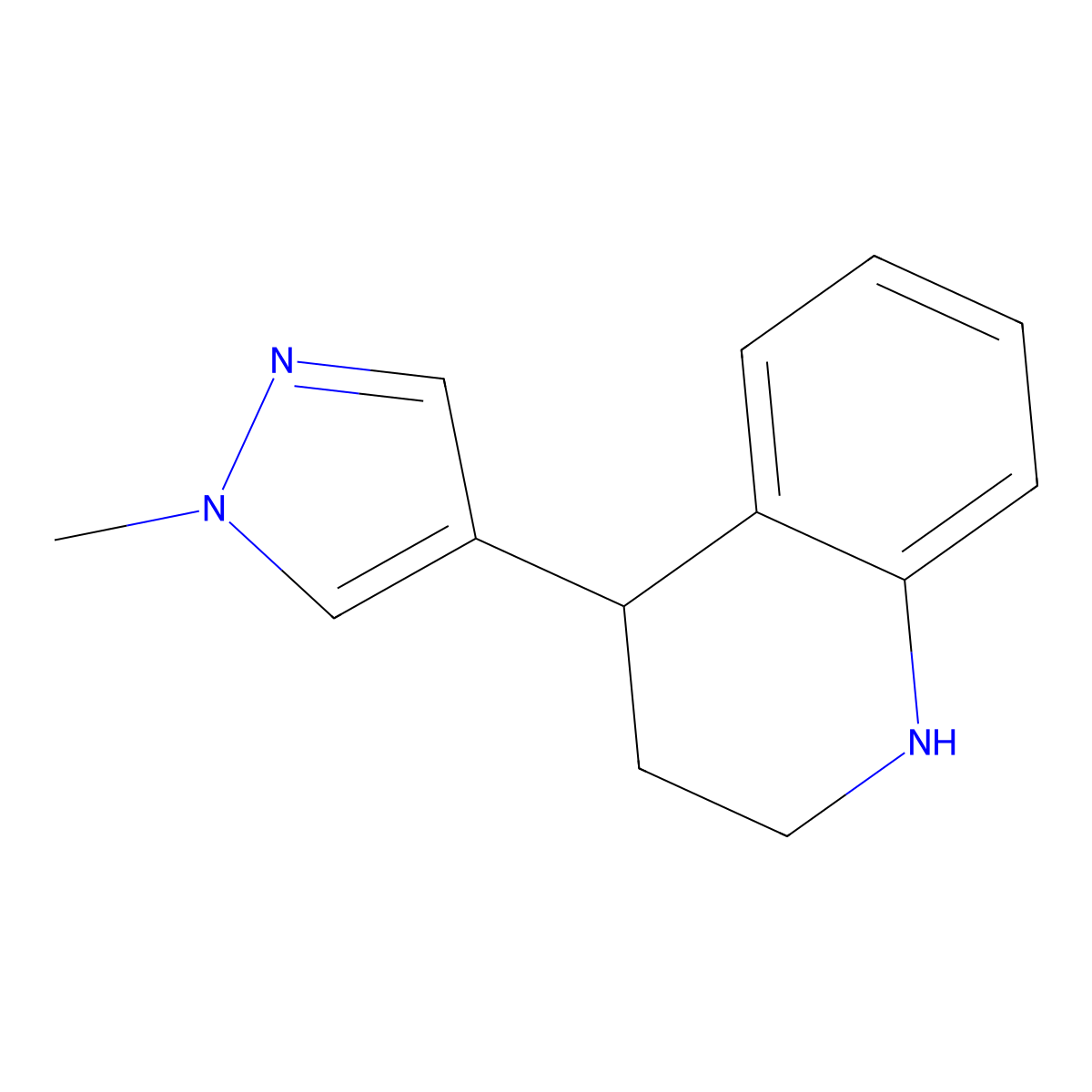 4-(1-methyl-1H-pyrazol-4-yl)-1,2,3,4-tetrahydroquinoline molecular structure, CAS 1306603-81-5