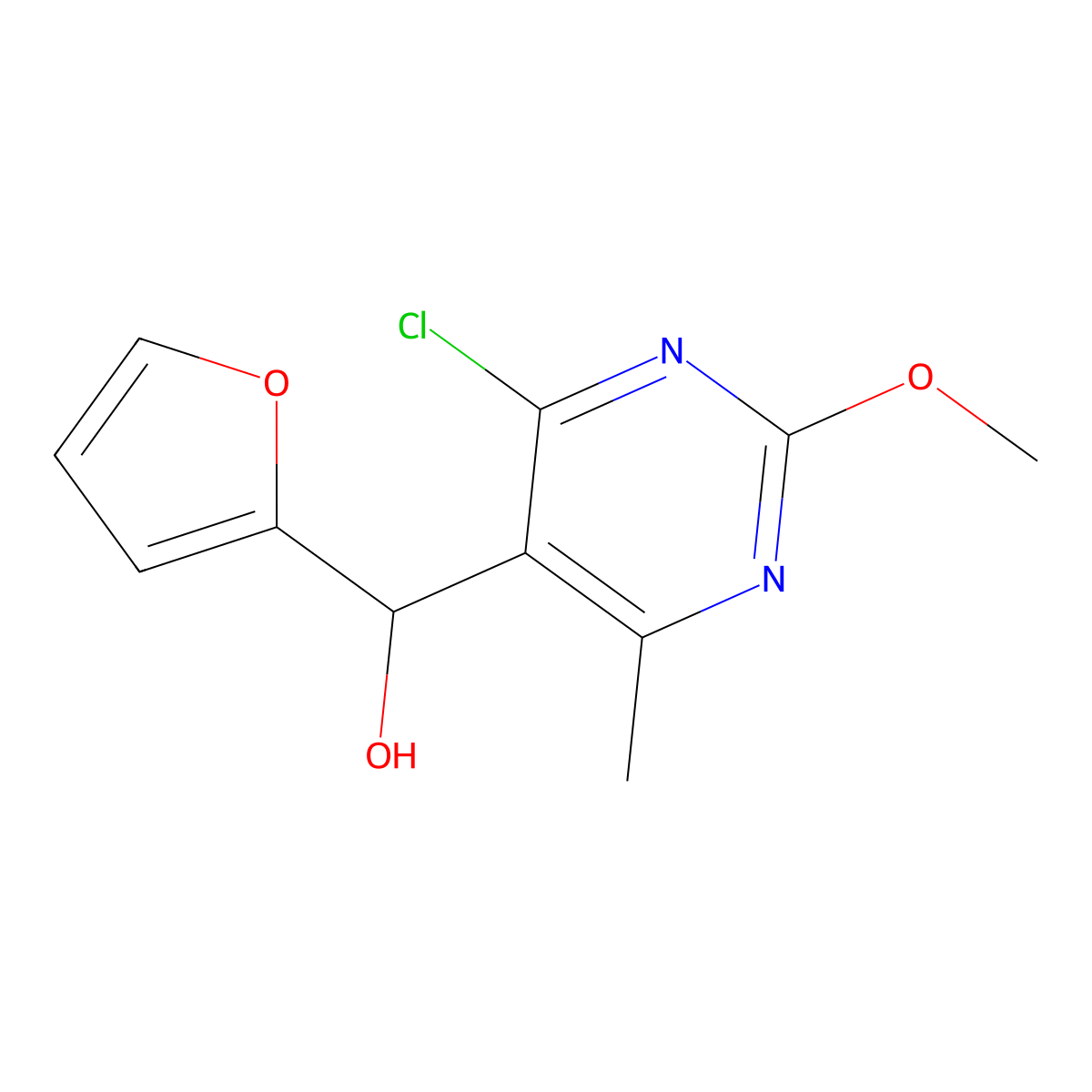 (4-Chloro-2-methoxy-6-methylpyrimidin-5-yl)(furan-2-yl)methanol molecular structure, CAS 1306603-82-6