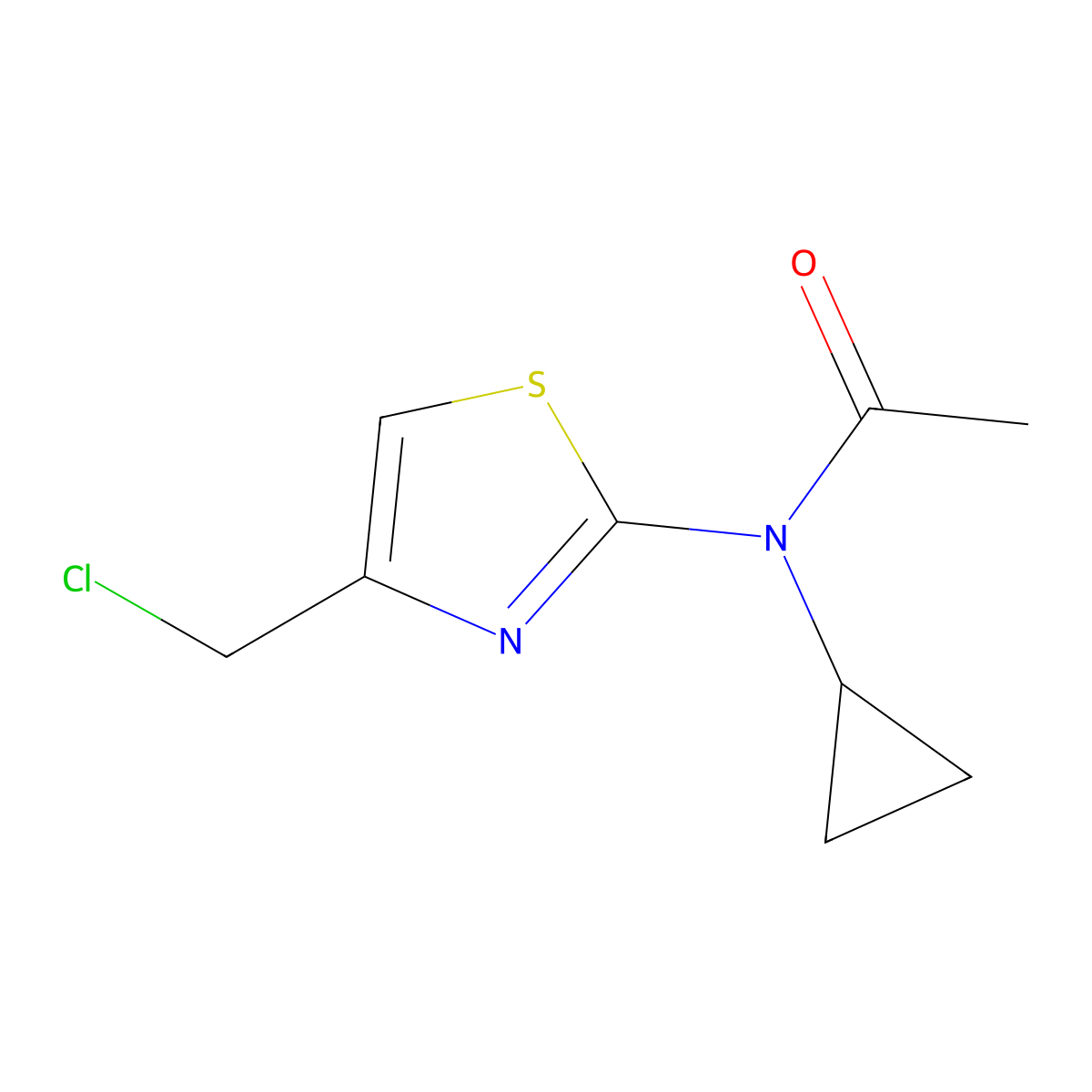 N-[4-(chloromethyl)-1,3-thiazol-2-yl]-N-cyclopropylacetamide molecular structure, CAS 1306603-84-8