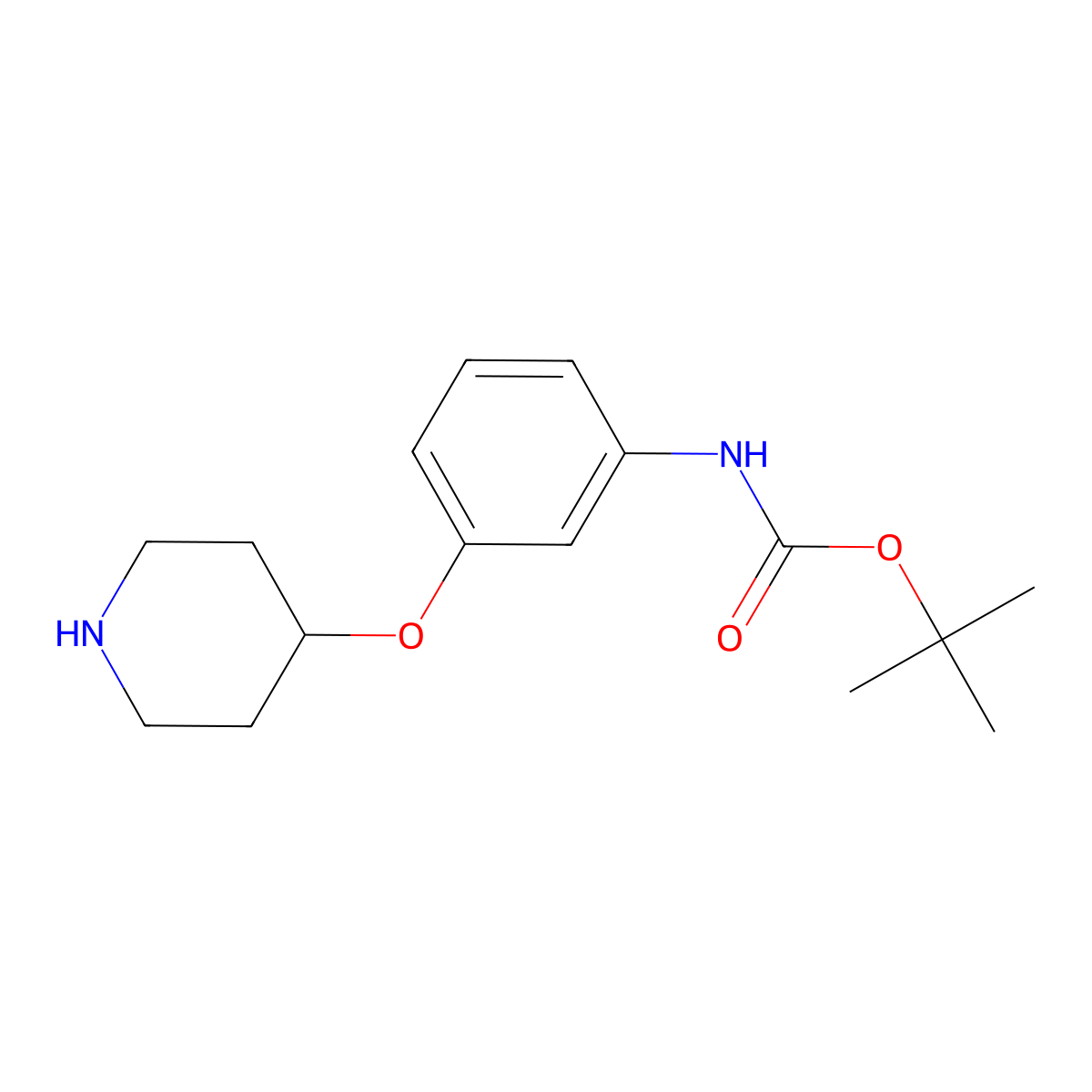 tert-butyl N-[3-(piperidin-4-yloxy)phenyl]carbamate molecular structure, CAS 1306603-85-9