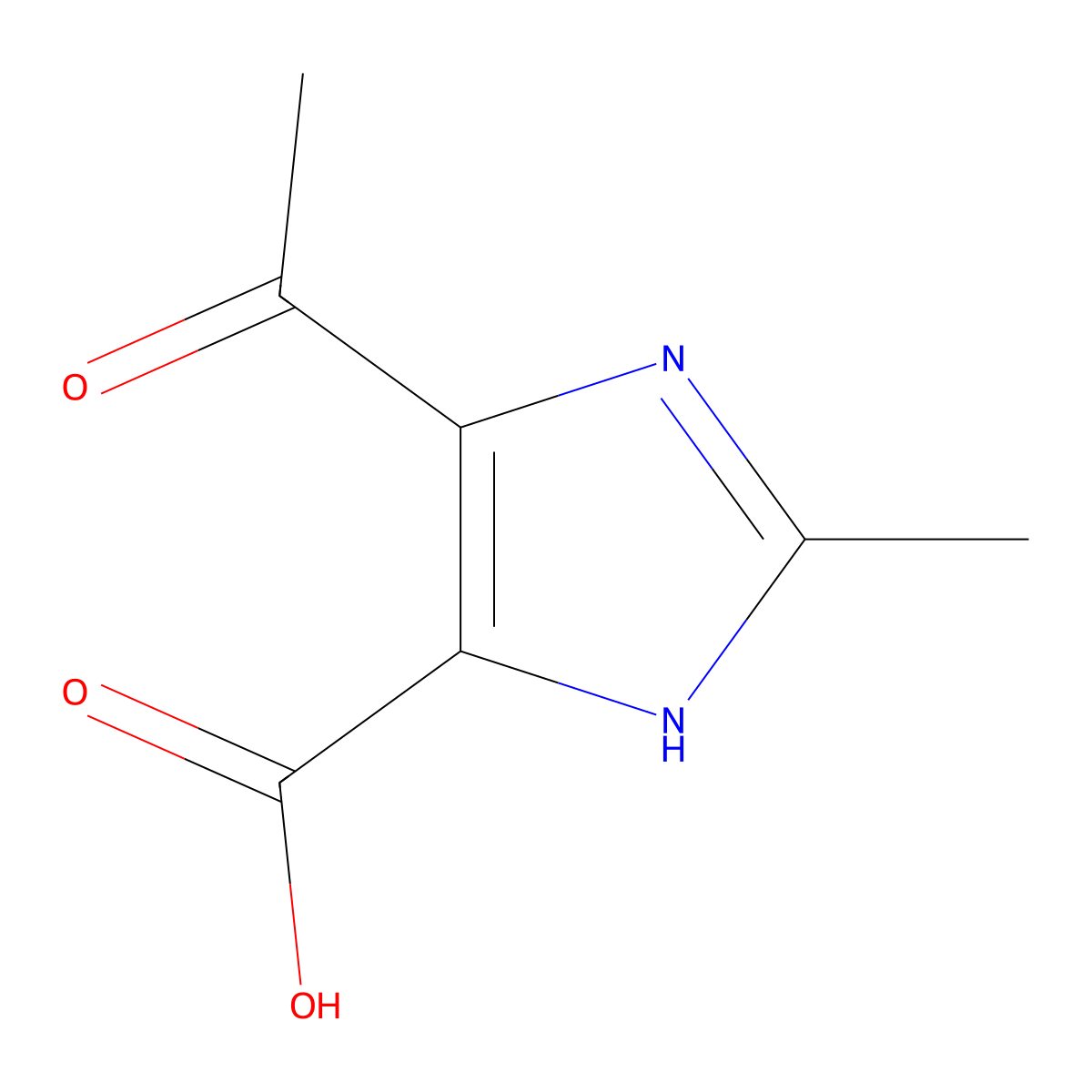 5-acetyl-2-methyl-1H-imidazole-4-carboxylic acid molecular structure, CAS 1306603-86-0