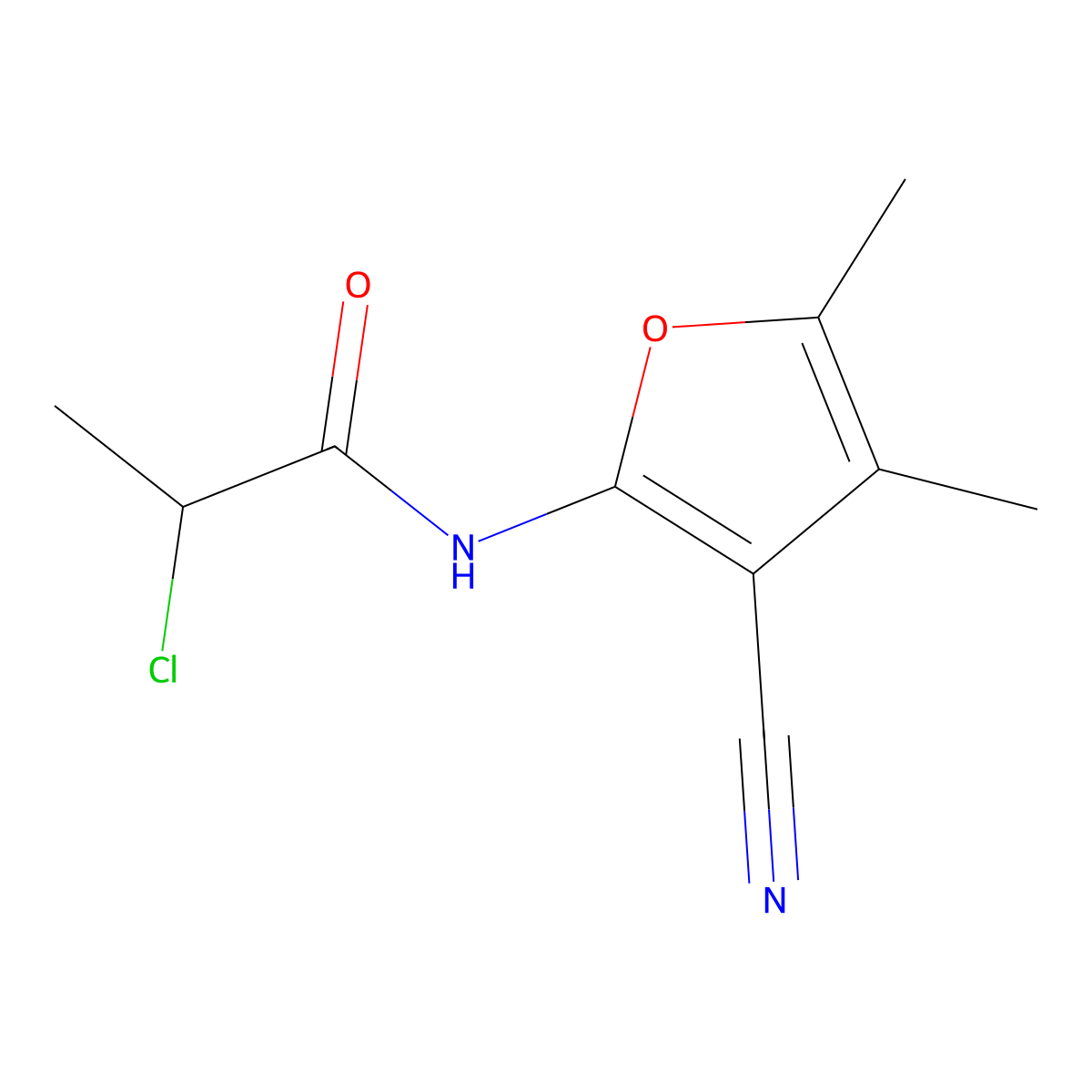 2-chloro-N-(3-cyano-4,5-dimethylfuran-2-yl)propanamide molecular structure, CAS 1306603-87-1