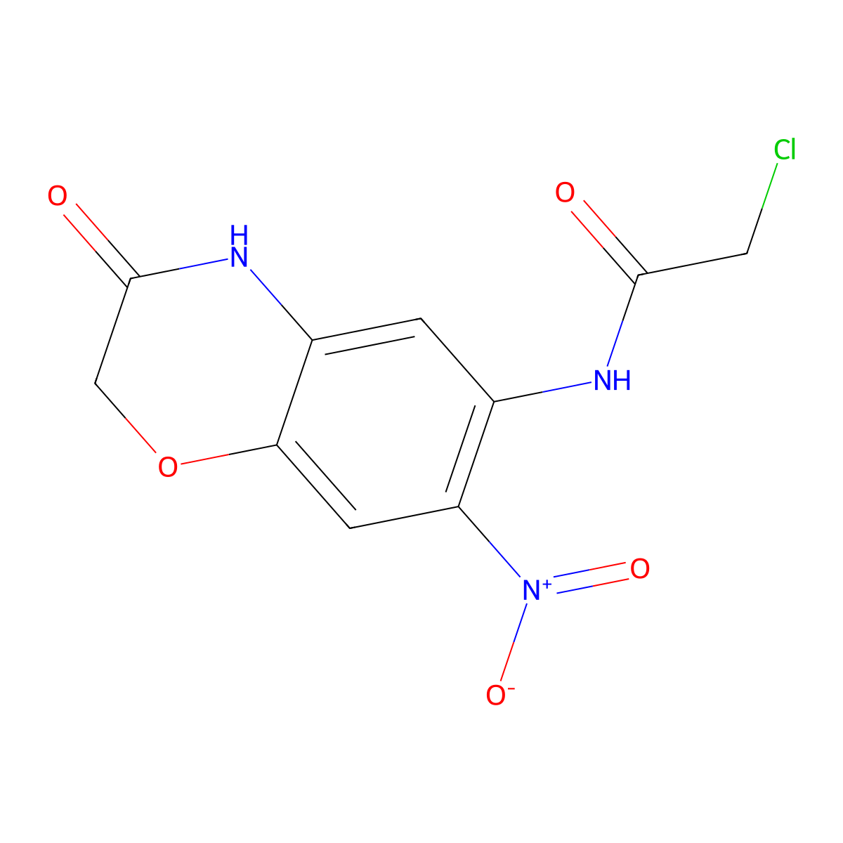 2-chloro-N-(7-nitro-3-oxo-3,4-dihydro-2H-1,4-benzoxazin-6-yl)acetamide molecular structure, CAS 1306603-88-2