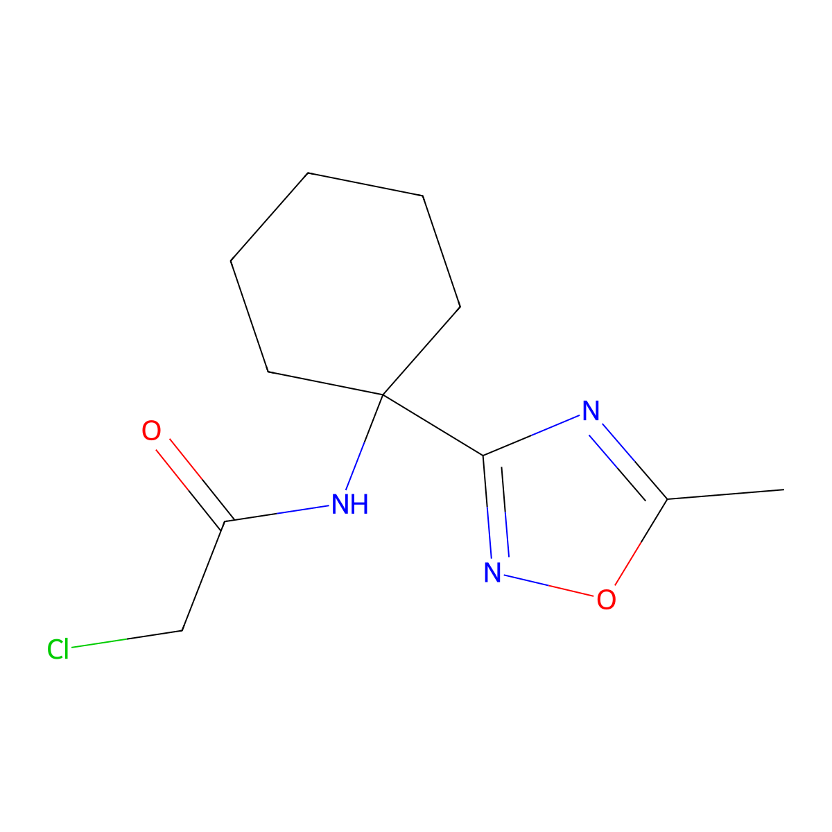 2-chloro-N-[1-(5-methyl-1,2,4-oxadiazol-3-yl)cyclohexyl]acetamide molecular structure, CAS 1306603-90-6