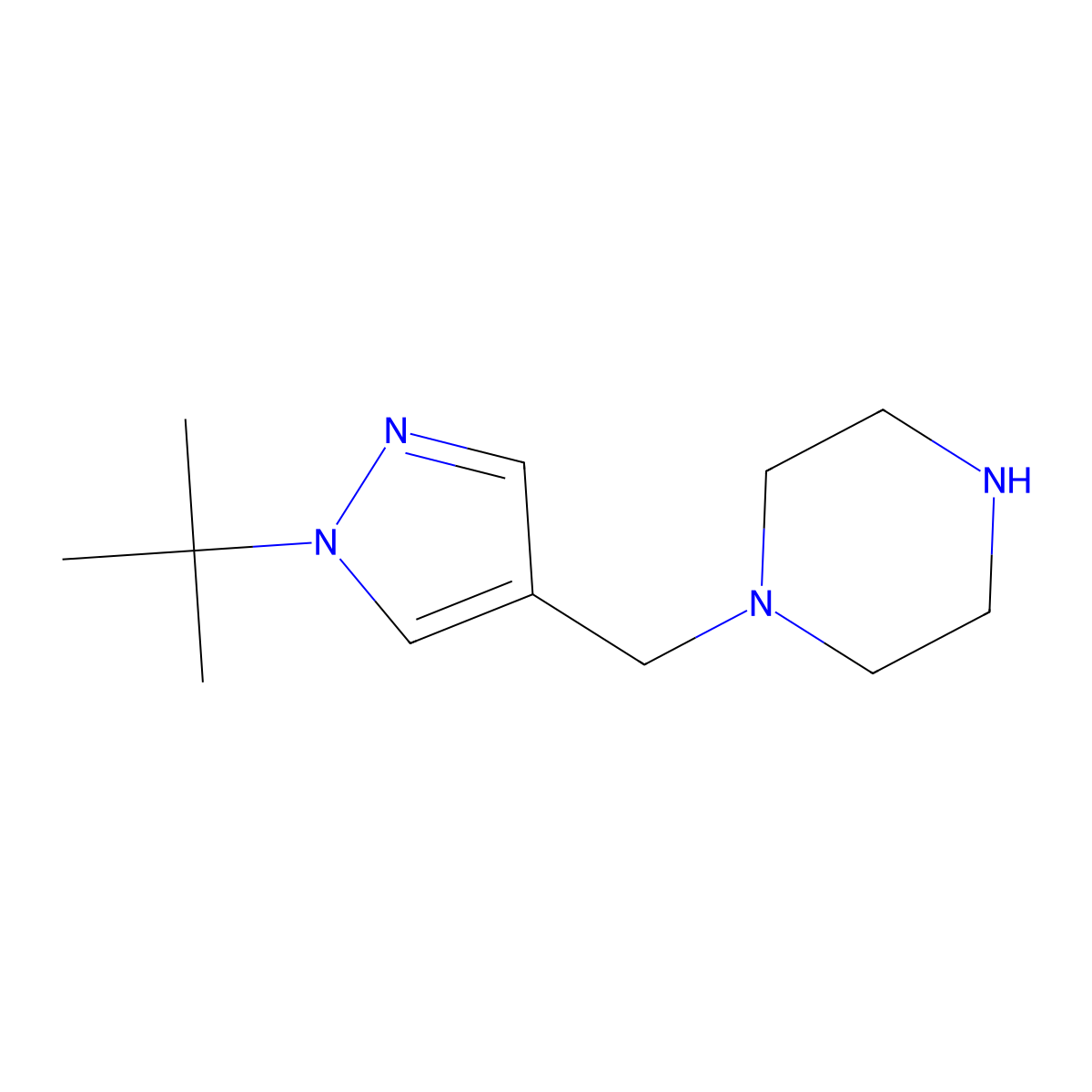 1-[(1-tert-butyl-1H-pyrazol-4-yl)methyl]piperazine molecular structure, CAS 1306603-92-8