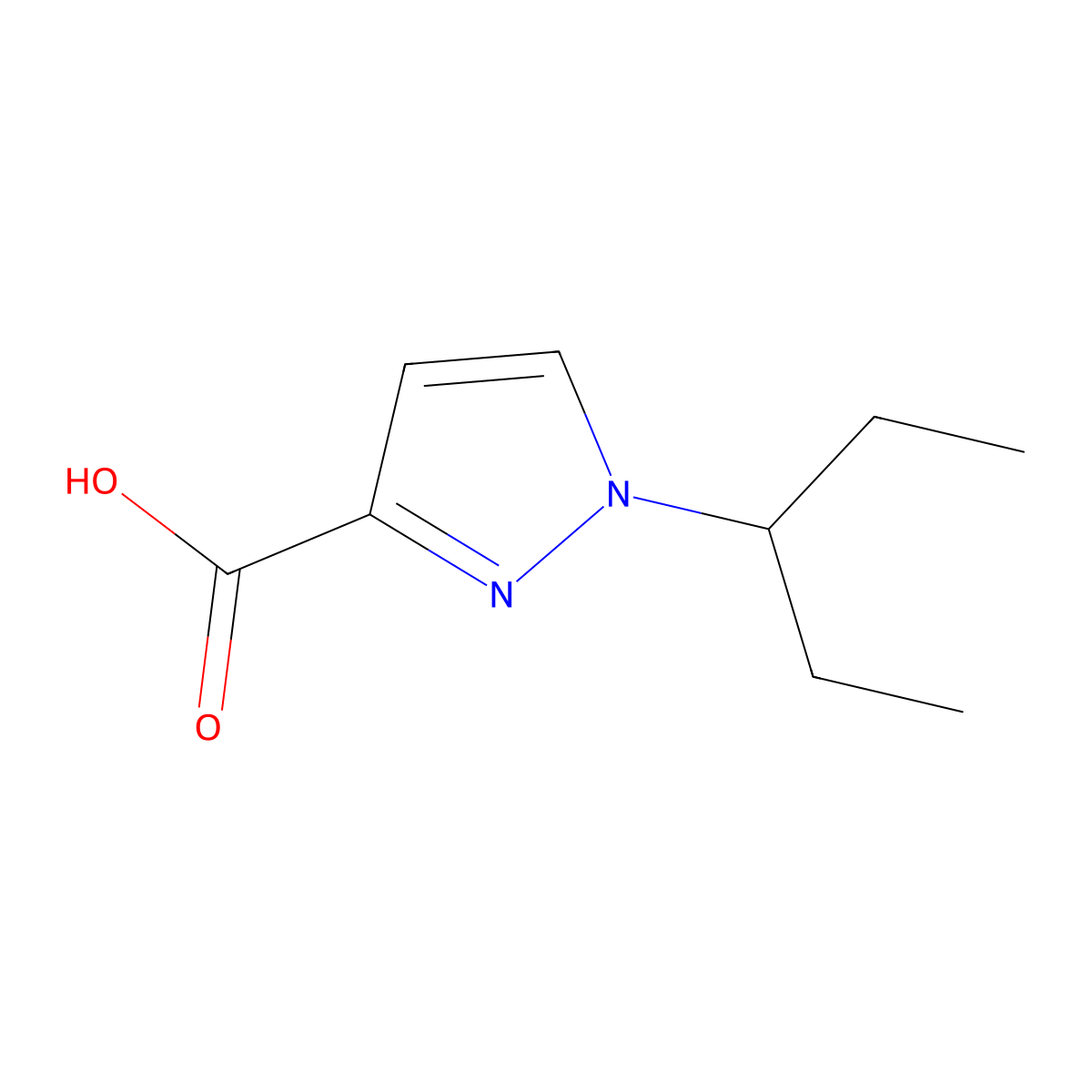 1-(pentan-3-yl)-1H-pyrazole-3-carboxylic acid molecular structure, CAS 1306603-93-9