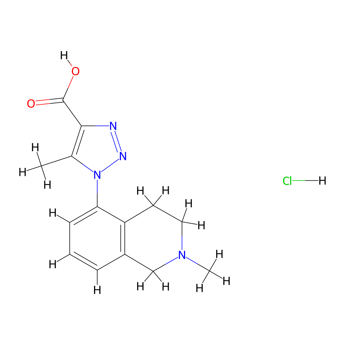 5-methyl-1-(2-methyl-1,2,3,4-tetrahydroisoquinolin-5-yl)-1H-1,2,3-triazole-4-carboxylic acid hydrochloride molecular structure, CAS 1306603-95-1