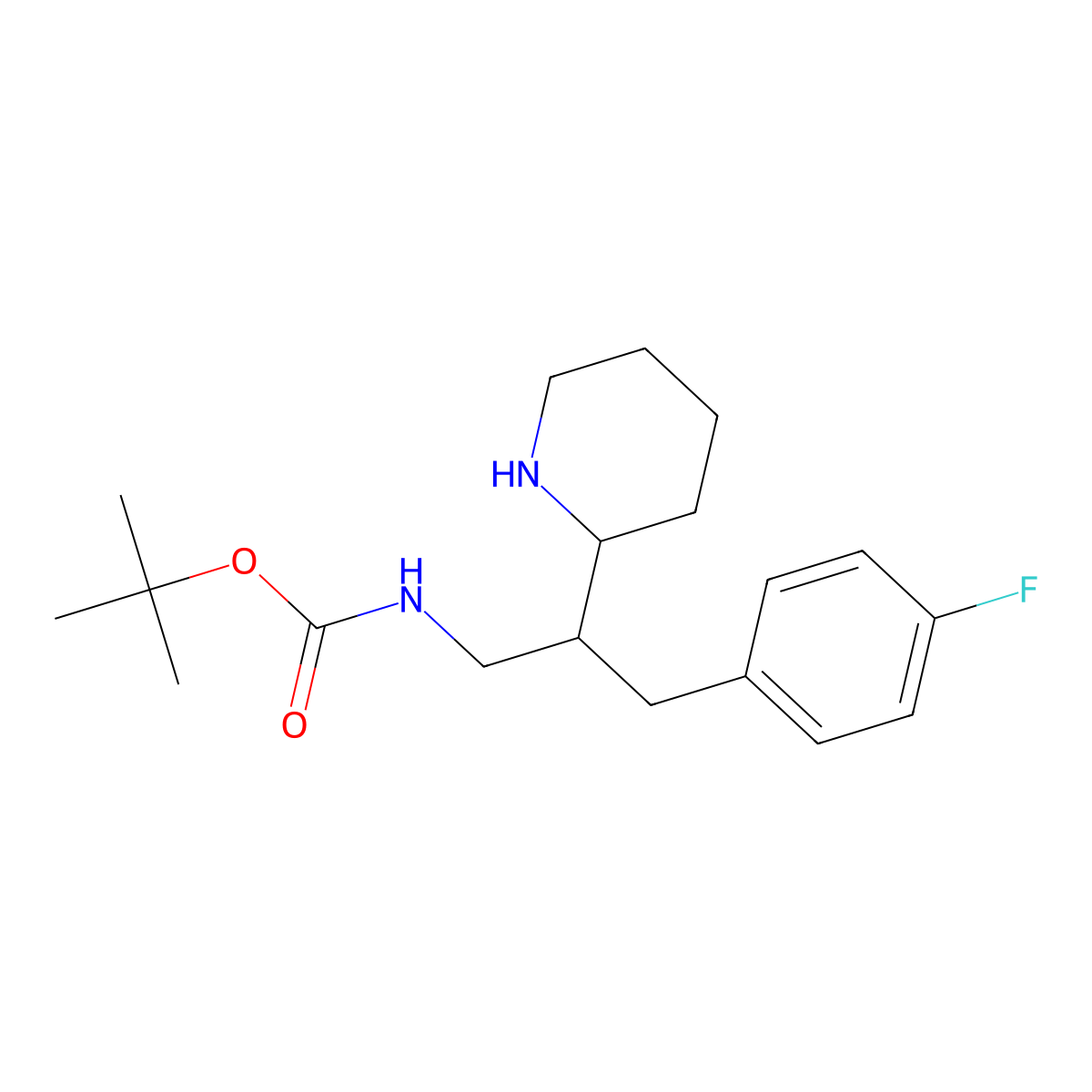 tert-butyl N-[3-(4-fluorophenyl)-2-(piperidin-2-yl)propyl]carbamate molecular structure, CAS 1306603-96-2
