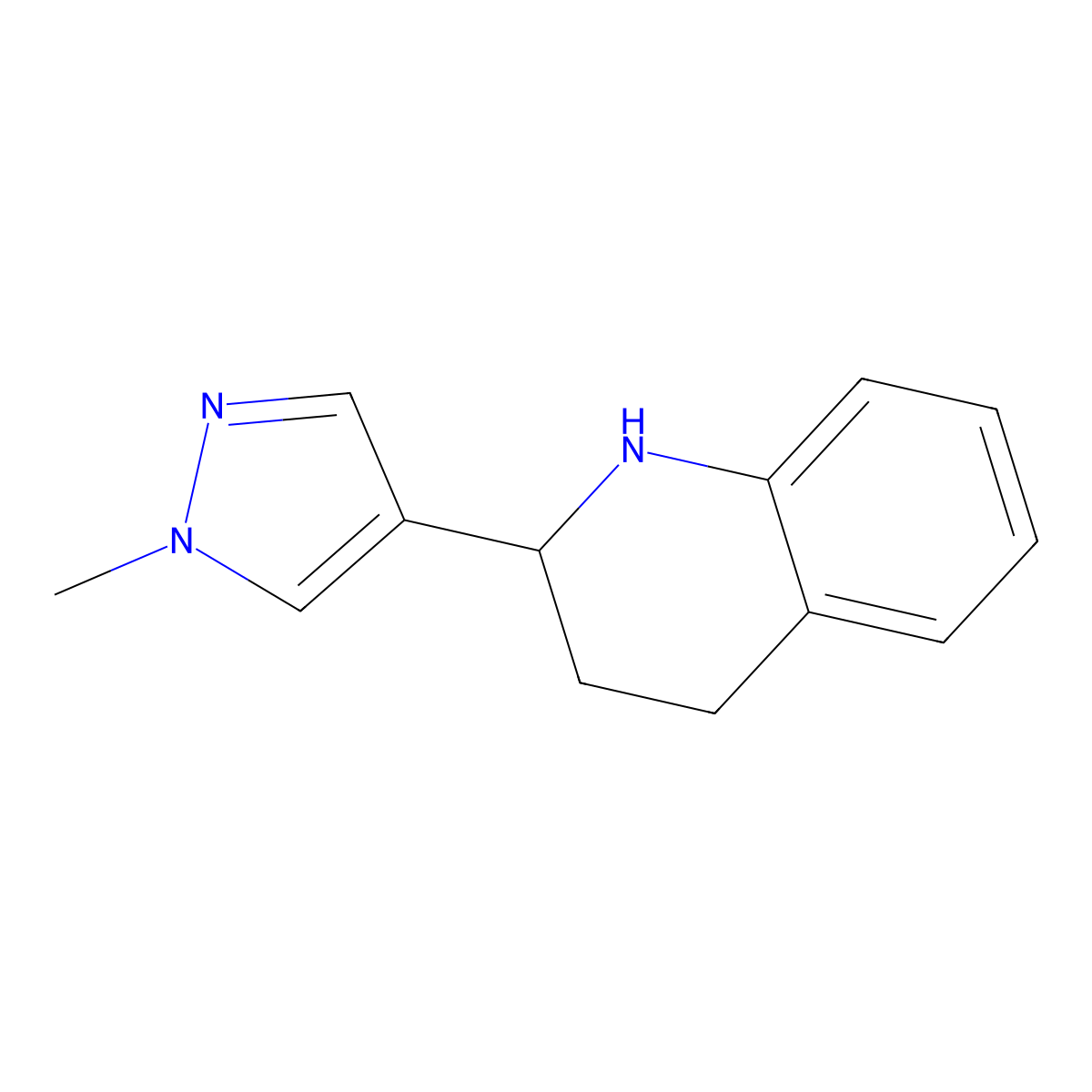 2-(1-methyl-1H-pyrazol-4-yl)-1,2,3,4-tetrahydroquinoline molecular structure, CAS 1306604-01-2