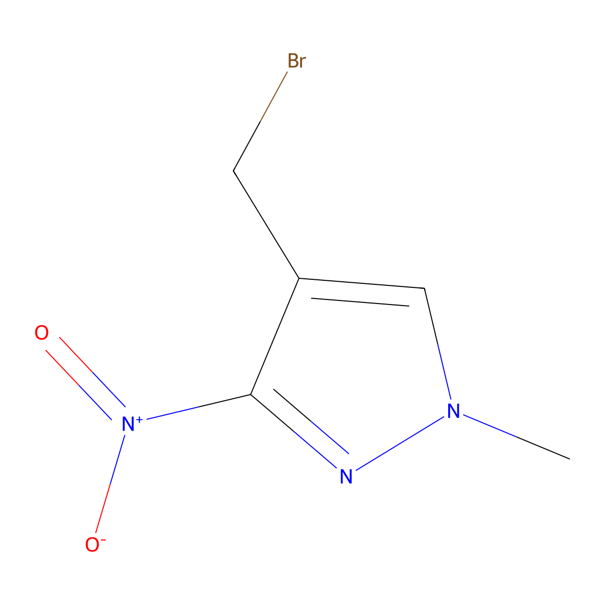 4-(bromomethyl)-1-methyl-3-nitro-1H-pyrazole molecular structure, CAS 1306604-03-4