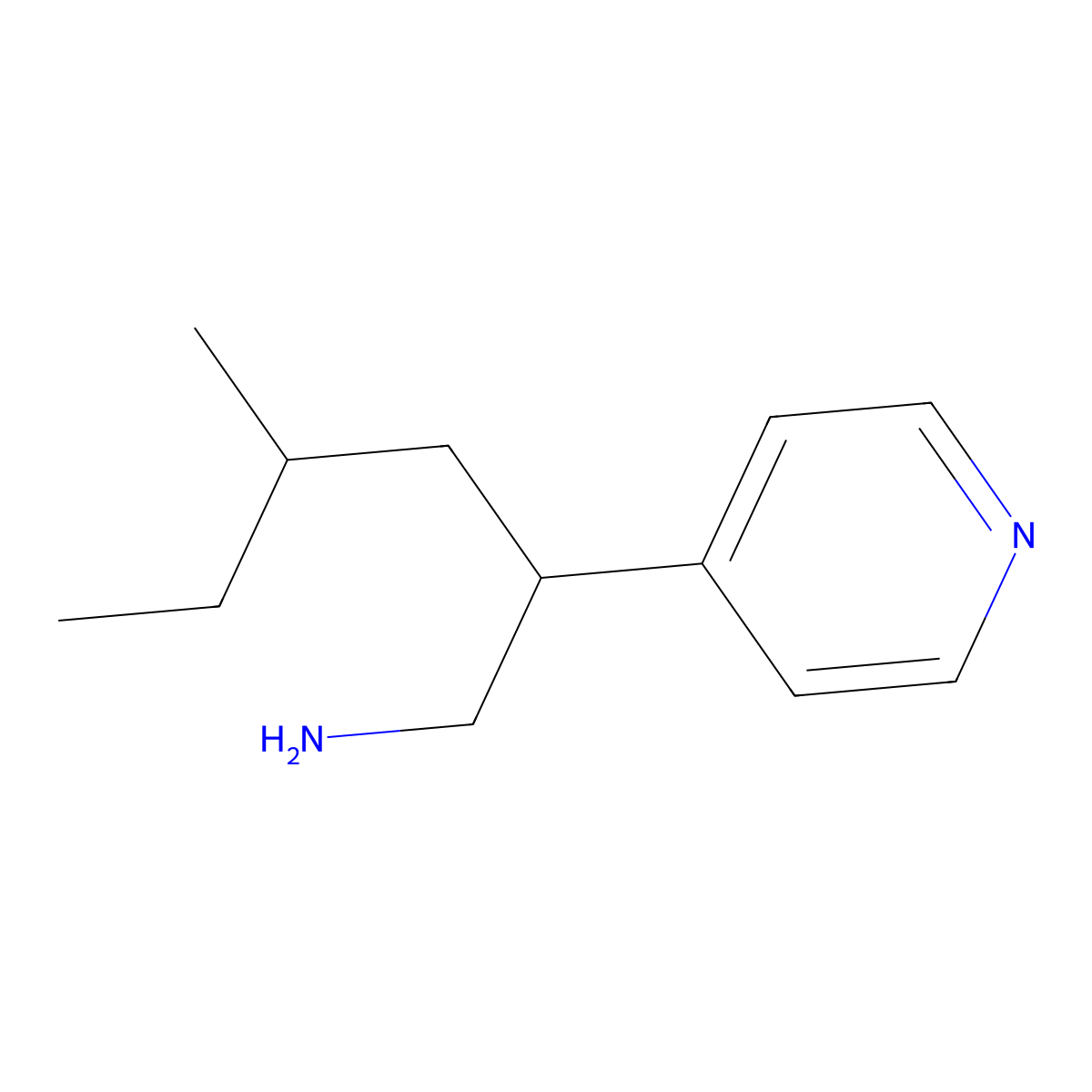 4-Methyl-2-(pyridin-4-yl)hexan-1-amine molecular structure, CAS 1306604-05-6