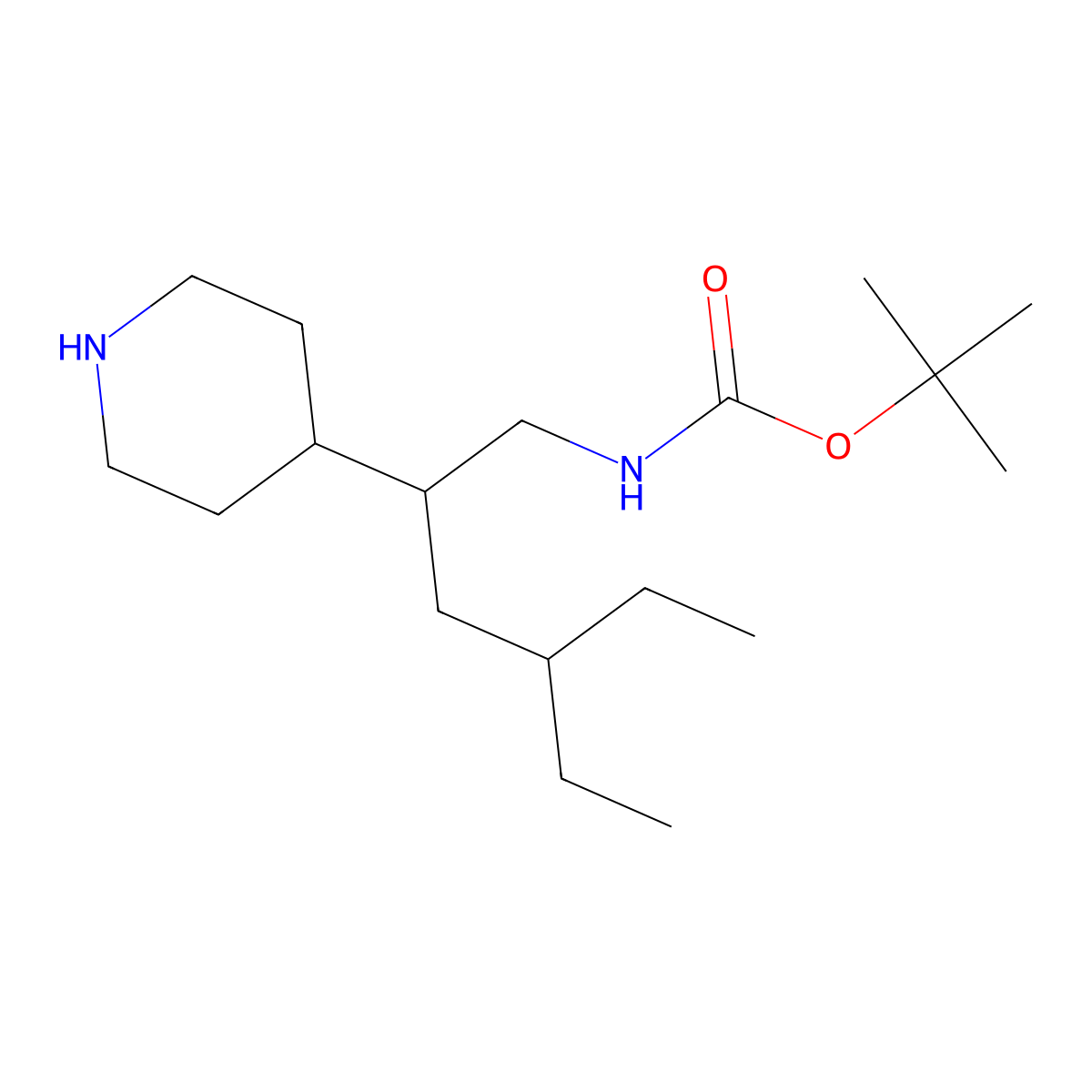 tert-butyl N-[4-ethyl-2-(piperidin-4-yl)hexyl]carbamate molecular structure, CAS 1306604-06-7