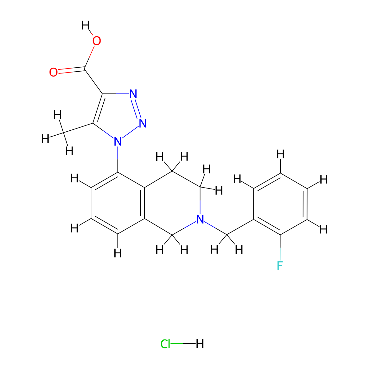 1-{2-[(2-fluorophenyl)methyl]-1,2,3,4-tetrahydroisoquinolin-5-yl}-5-methyl-1H-1,2,3-triazole-4-carboxylic acid hydrochloride molecular structure, CAS 1306604-07-8