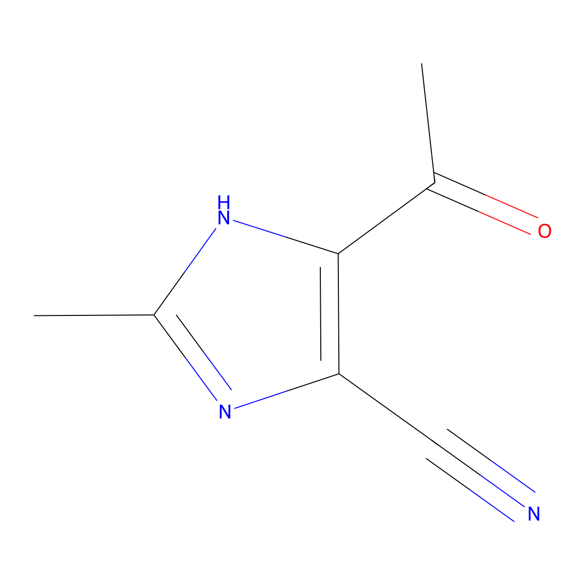 5-acetyl-2-methyl-1H-imidazole-4-carbonitrile molecular structure, CAS 1306604-08-9