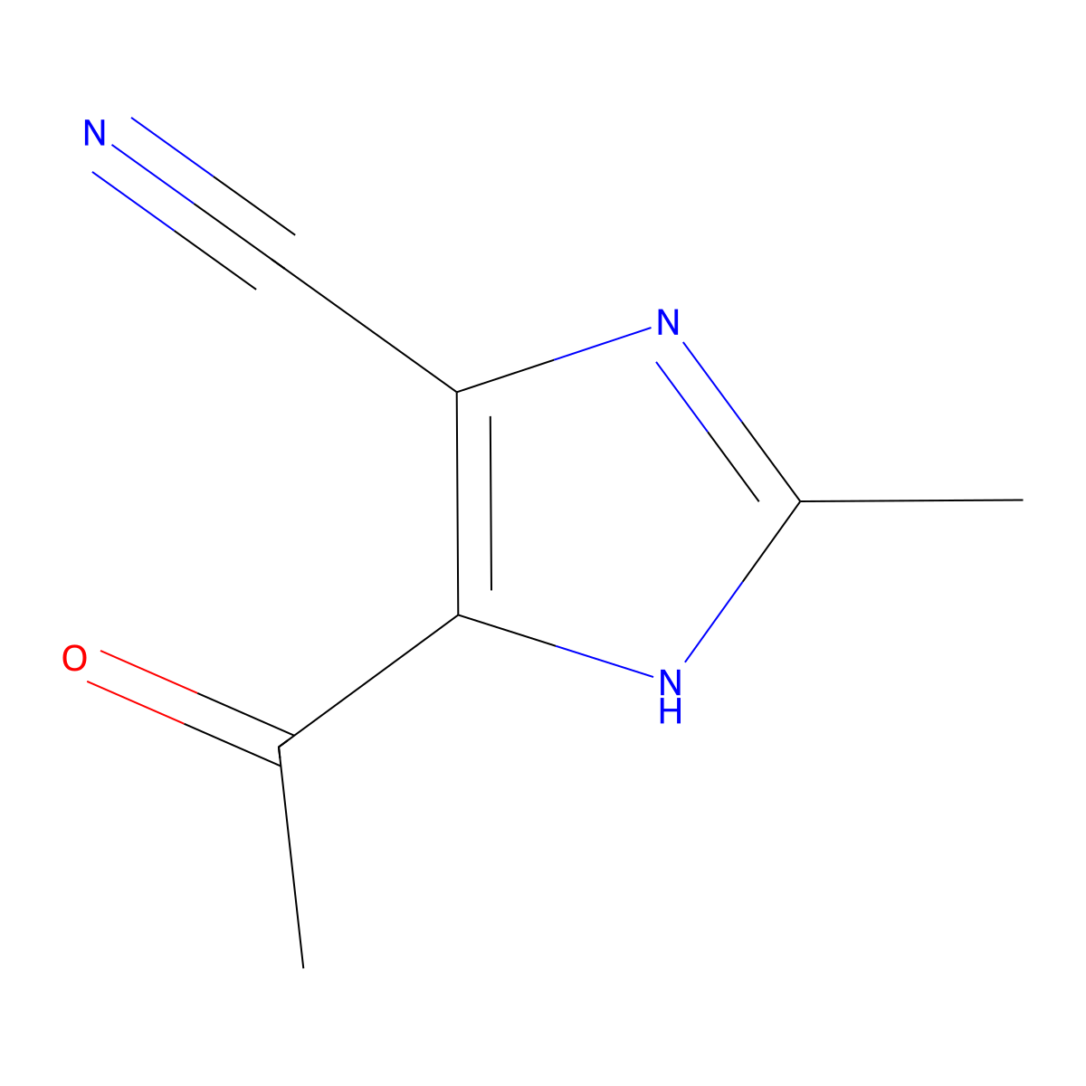 5-acetyl-2-methyl-1H-imidazole-4-carbonitrile molecular structure, CAS 1306604-08-9
