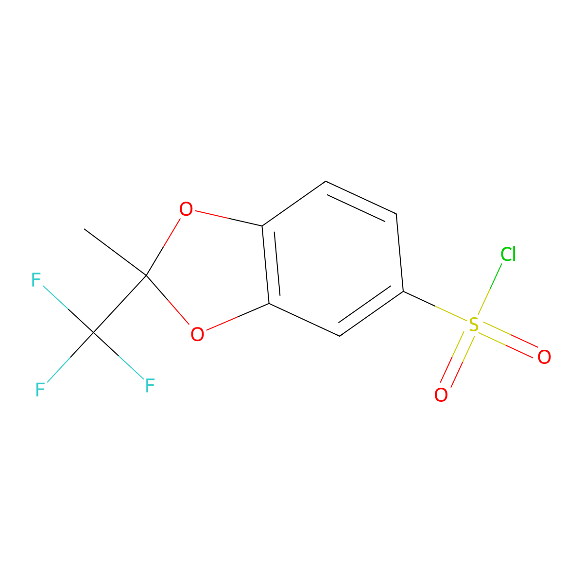 2-methyl-2-(trifluoromethyl)-2H-1,3-benzodioxole-5-sulfonyl chloride molecular structure, CAS 1306604-11-4