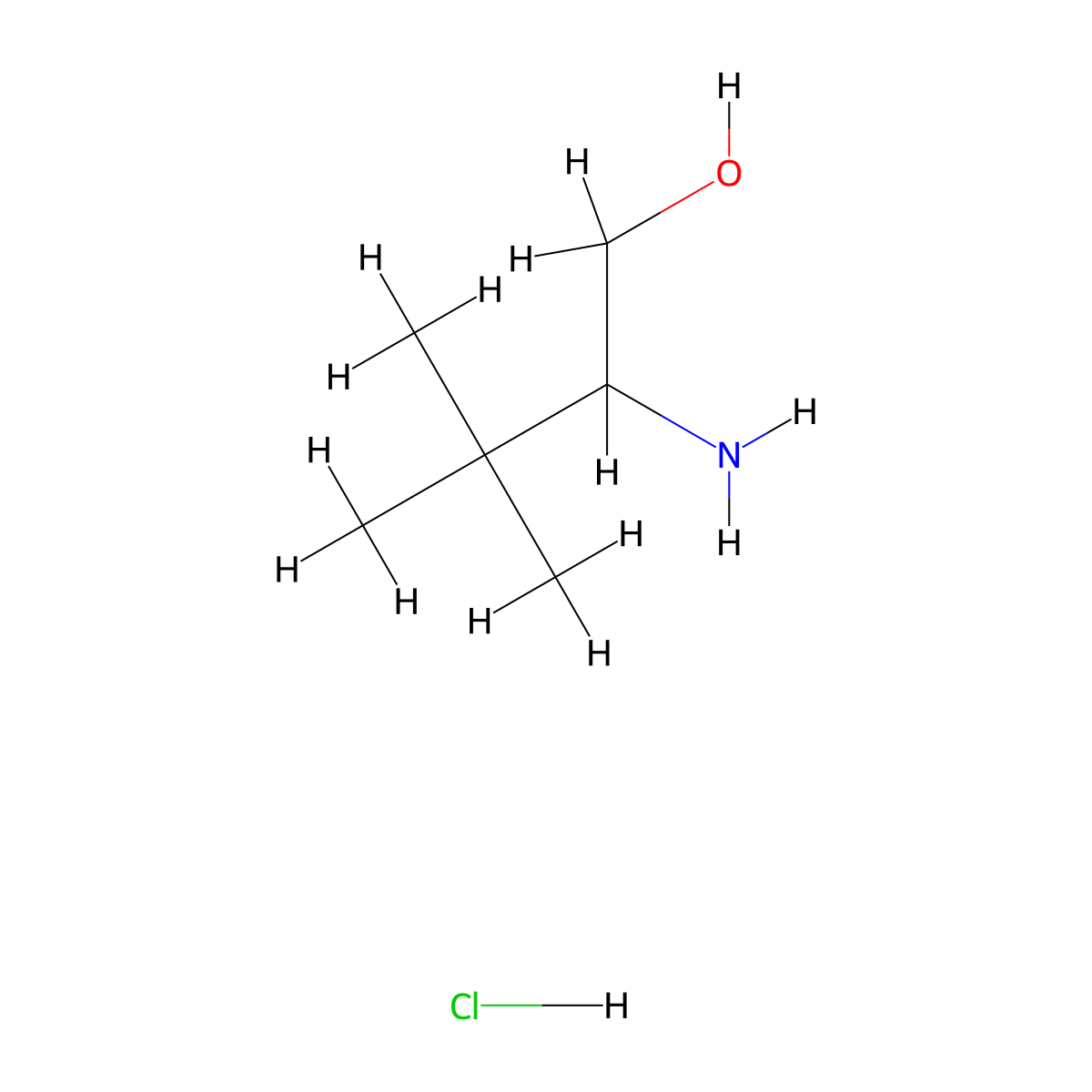 2-Amino-3,3-dimethylbutan-1-ol hydrochloride molecular structure, CAS 1306604-13-6