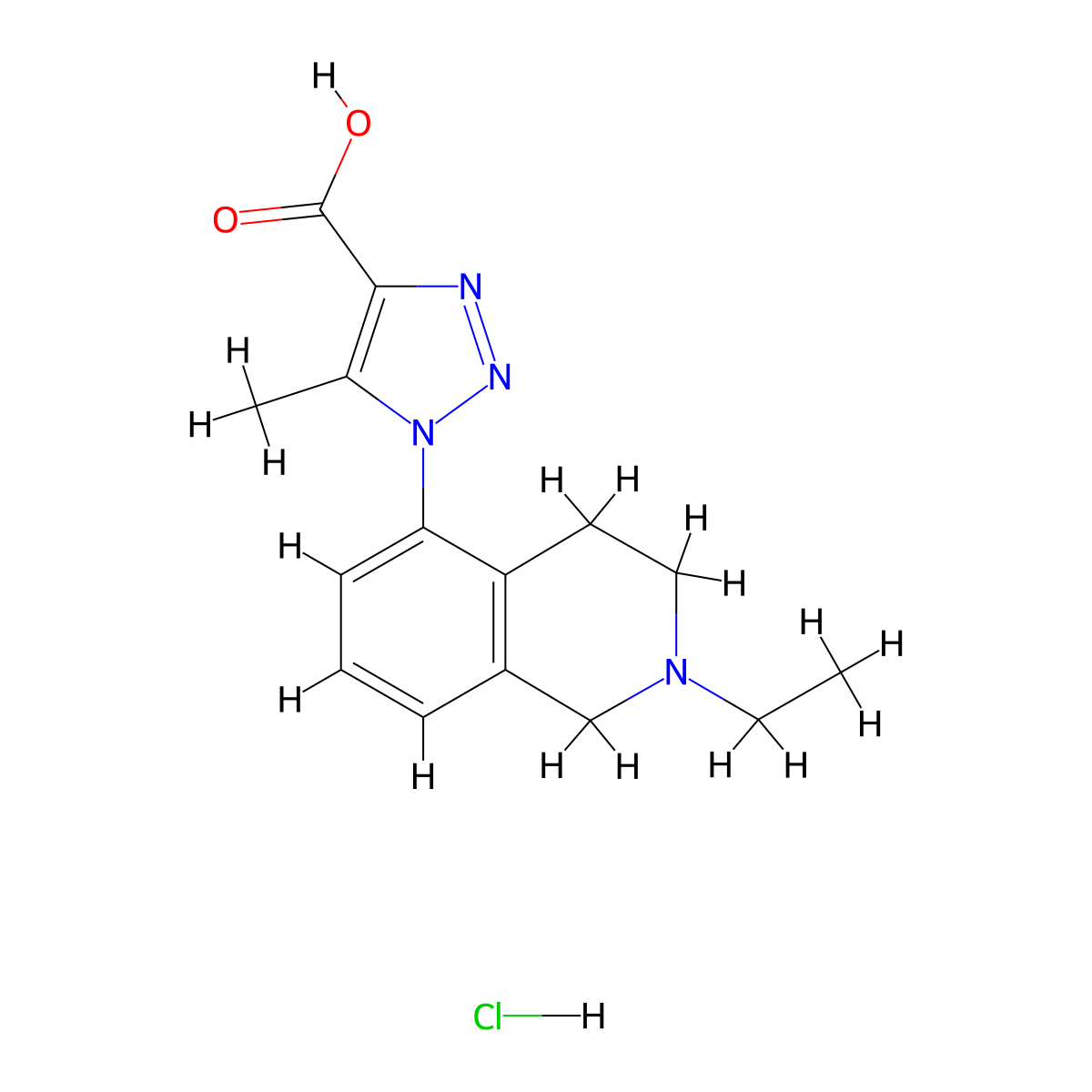 1-(2-ethyl-1,2,3,4-tetrahydroisoquinolin-5-yl)-5-methyl-1H-1,2,3-triazole-4-carboxylic acid hydrochloride molecular structure, CAS 1306604-15-8