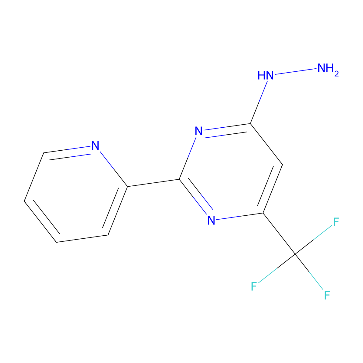 4-Hydrazinyl-2-(pyridin-2-yl)-6-(trifluoromethyl)pyrimidine molecular structure, CAS 1306604-16-9
