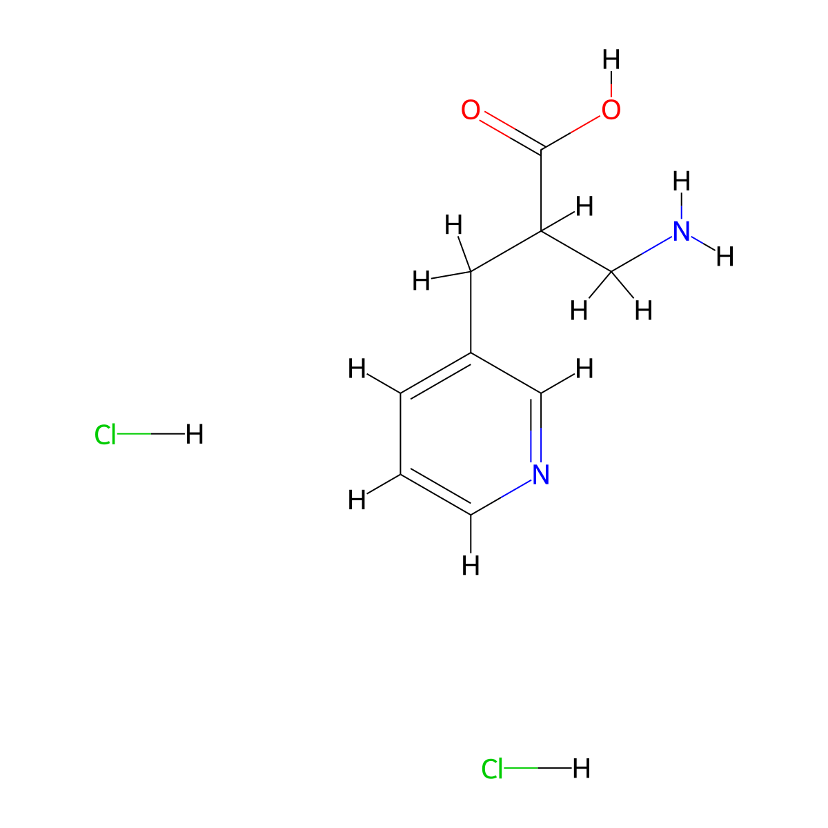 3-Amino-2-(pyridin-3-ylmethyl)propanoic acid dihydrochloride molecular structure, CAS 1306604-21-6