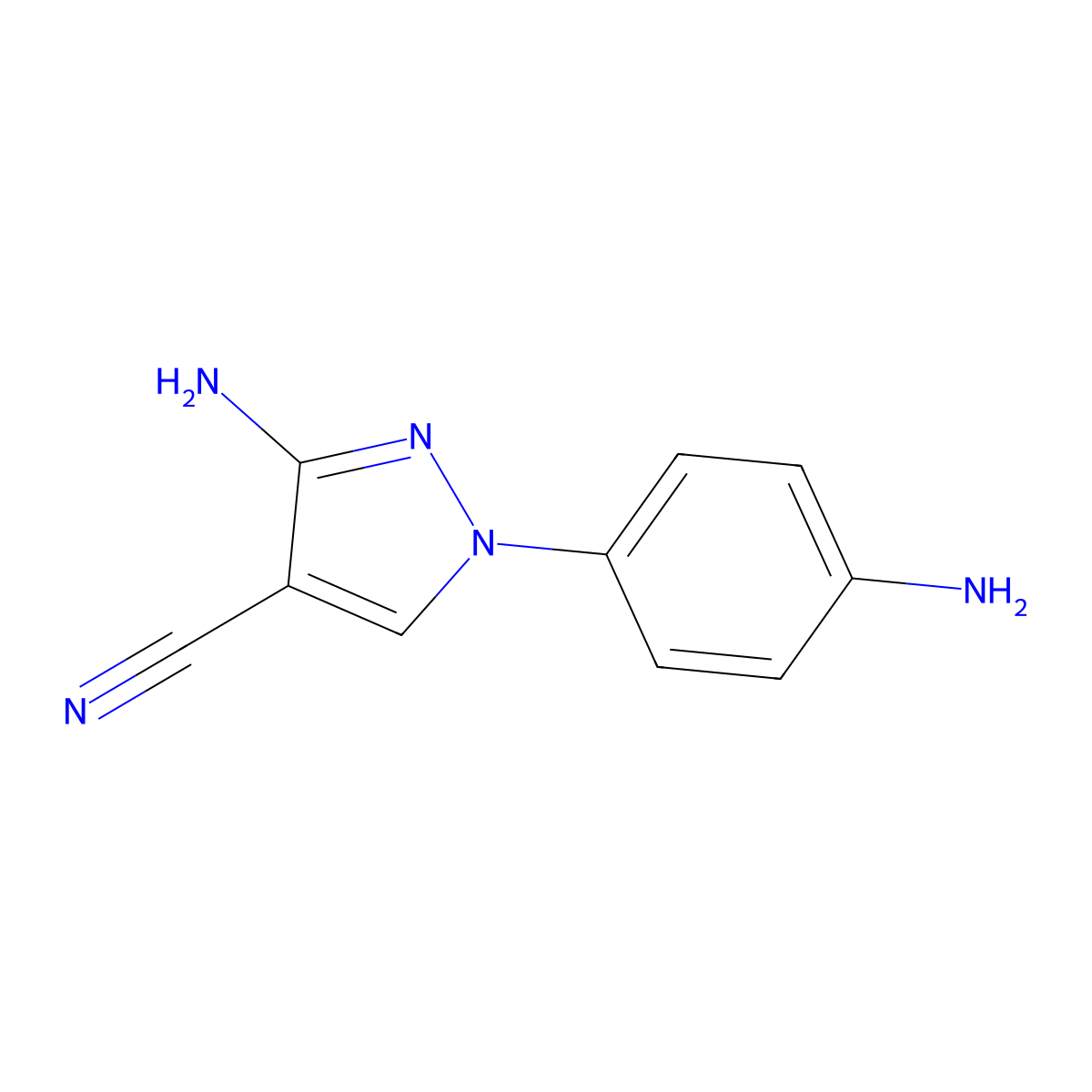 3-amino-1-(4-aminophenyl)-1H-pyrazole-4-carbonitrile molecular structure, CAS 1306604-22-7