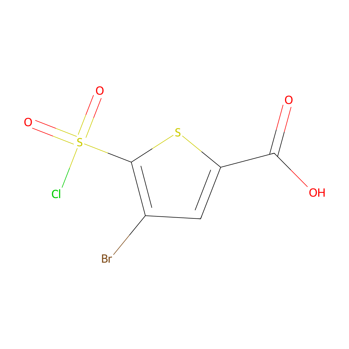 4-Bromo-5-(chlorosulfonyl)thiophene-2-carboxylic acid molecular structure, CAS 1306604-23-8
