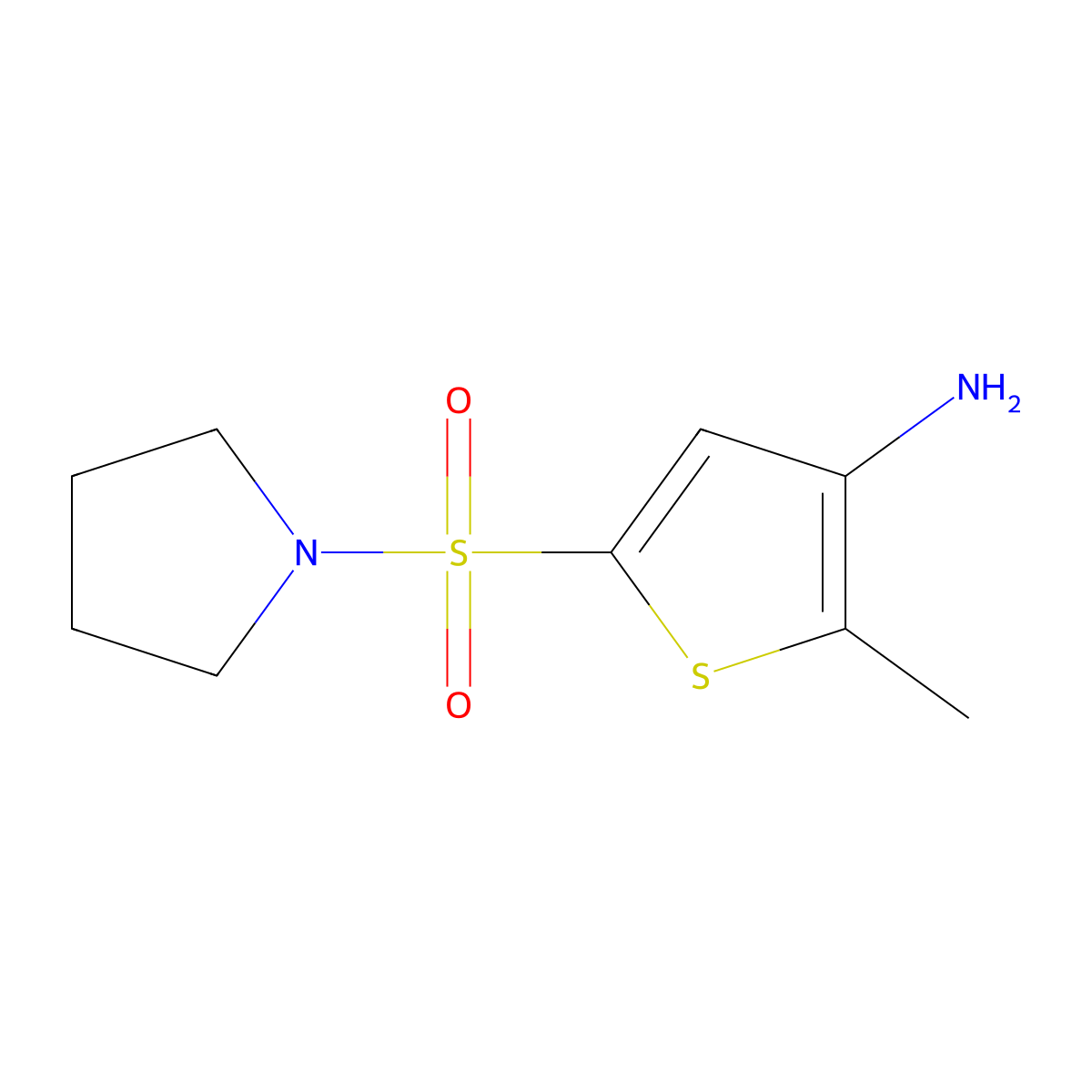 2-Methyl-5-(pyrrolidine-1-sulfonyl)thiophen-3-amine molecular structure, CAS 1306604-25-0