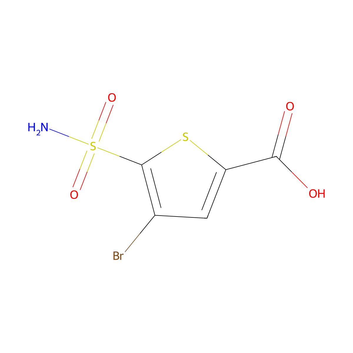 4-Bromo-5-sulfamoylthiophene-2-carboxylic acid molecular structure, CAS 1306604-26-1
