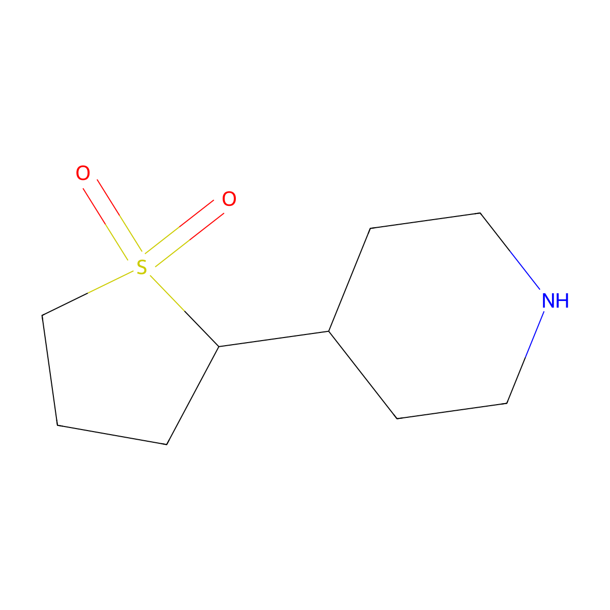 2-(Piperidin-4-yl)-1$l^{6}-thiolane-1,1-dione molecular structure, CAS 1306604-31-8