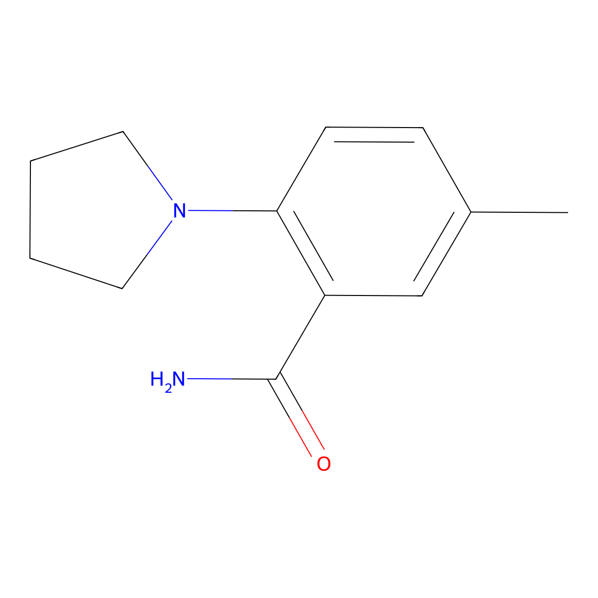 5-Methyl-2-(pyrrolidin-1-yl)benzamide molecular structure, CAS 1306604-34-1