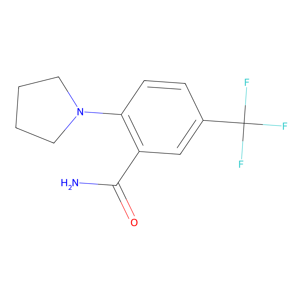 2-(Pyrrolidin-1-yl)-5-(trifluoromethyl)benzamide molecular structure, CAS 1306604-38-5